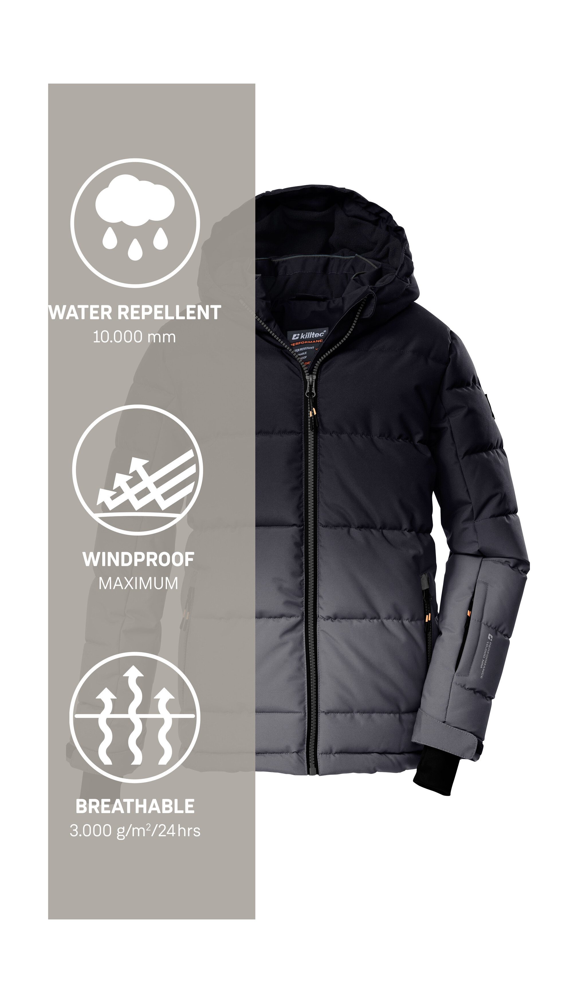 Killtec Skijacke KSW 382 BYS SKI QLTD JCKT Wasserabweisende, winddichte Winterjacke mit regulierbarer Kapuze