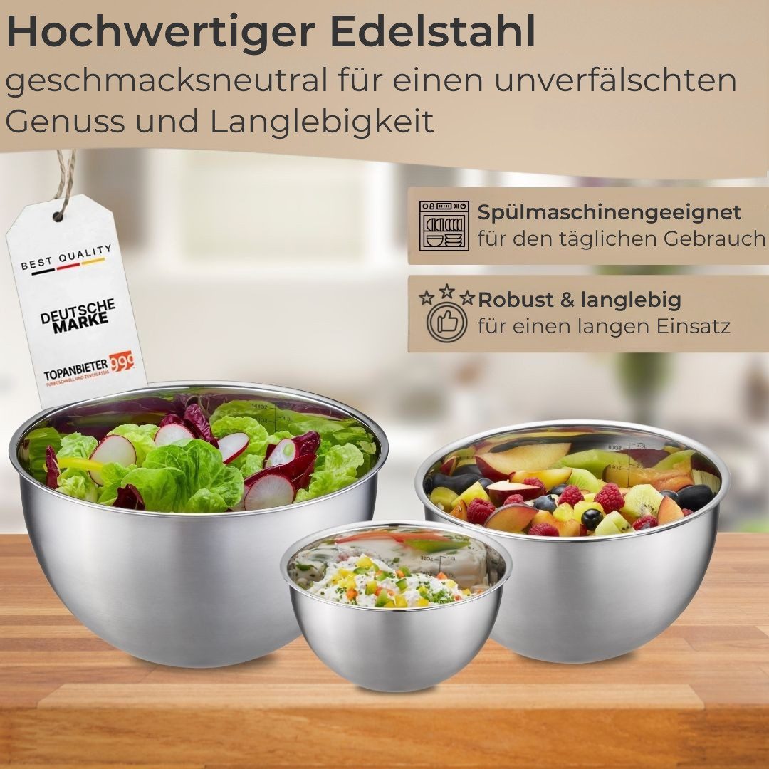 Topanbieter999 Rührschüssel, Edelstahl, inkl. luftdichter Aufbewahrungsdeckel