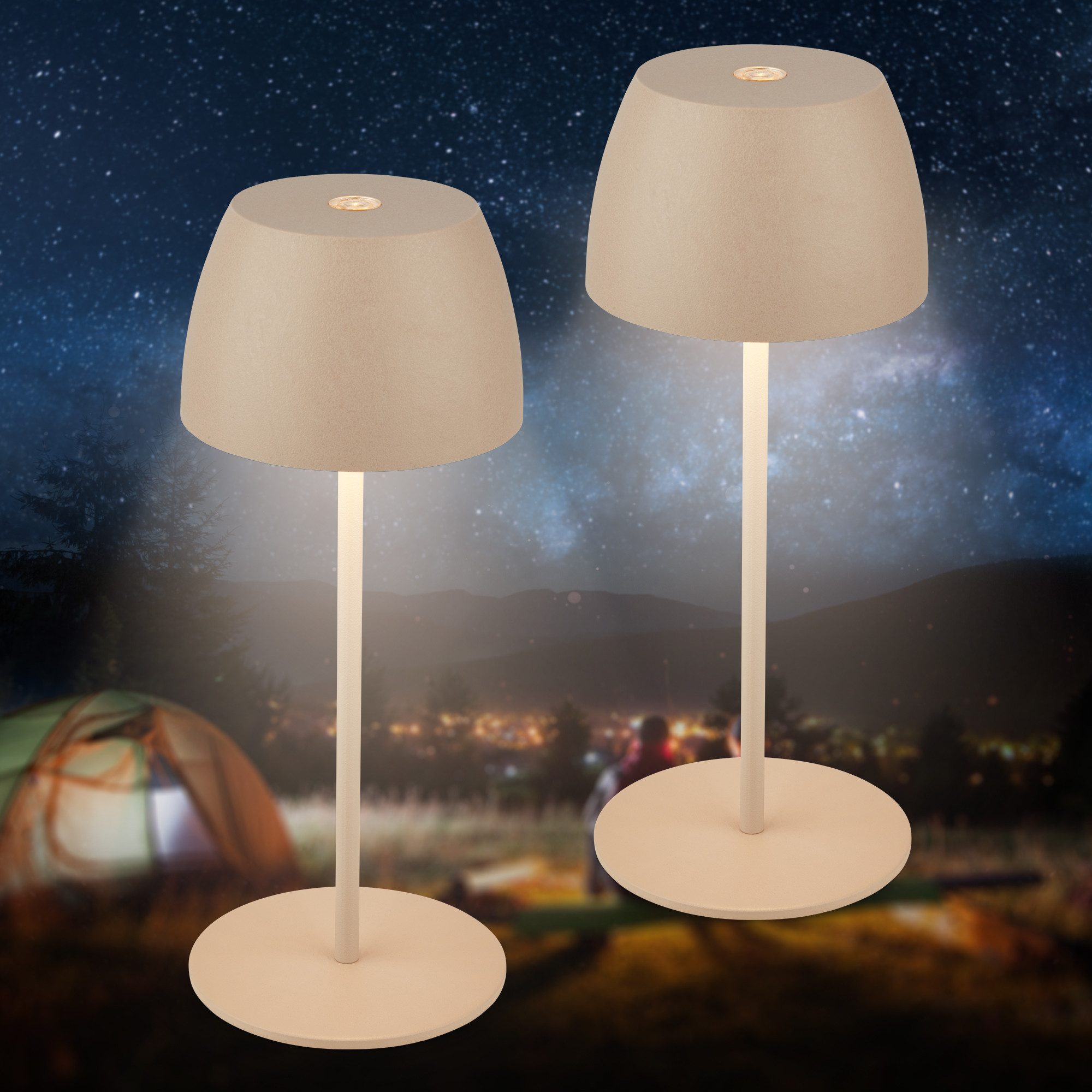Briloner Leuchten Tischleuchte 2er Set LED Tischlampe kabellos, beige, 2er Set Tischlampe kabellos 20x8cm Beige 2,5W – Bild 5 von 5