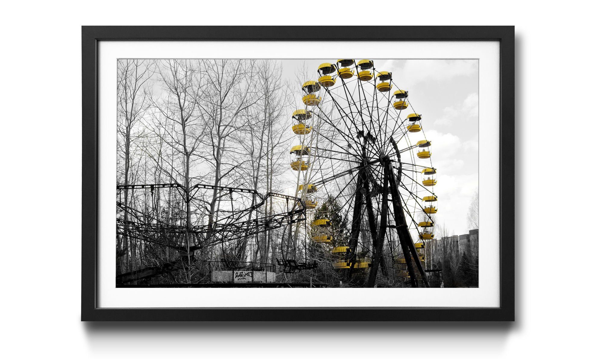 WandbilderXXL Bild mit Rahmen Ferris Wheel, Lost Place, Wandbild, in 4 Größen erhältlich | Bilder
