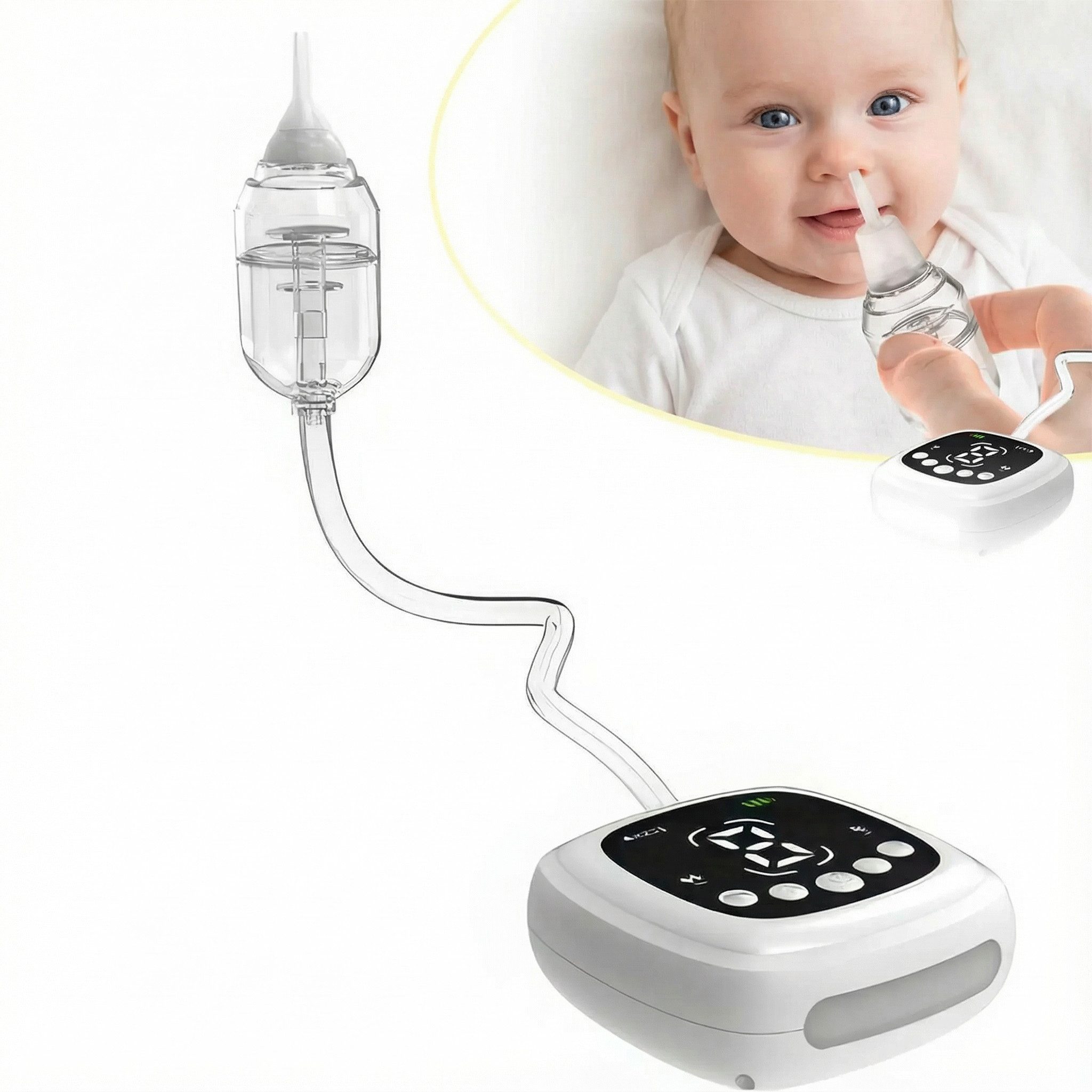 Welikera Nasensauger Nasensauger Baby elektrisch,Nasensauger Baby mit 5 Silikonspitzen, Set, 9 Saugstufen,beruhigendes Nachtlicht und Kinderlied