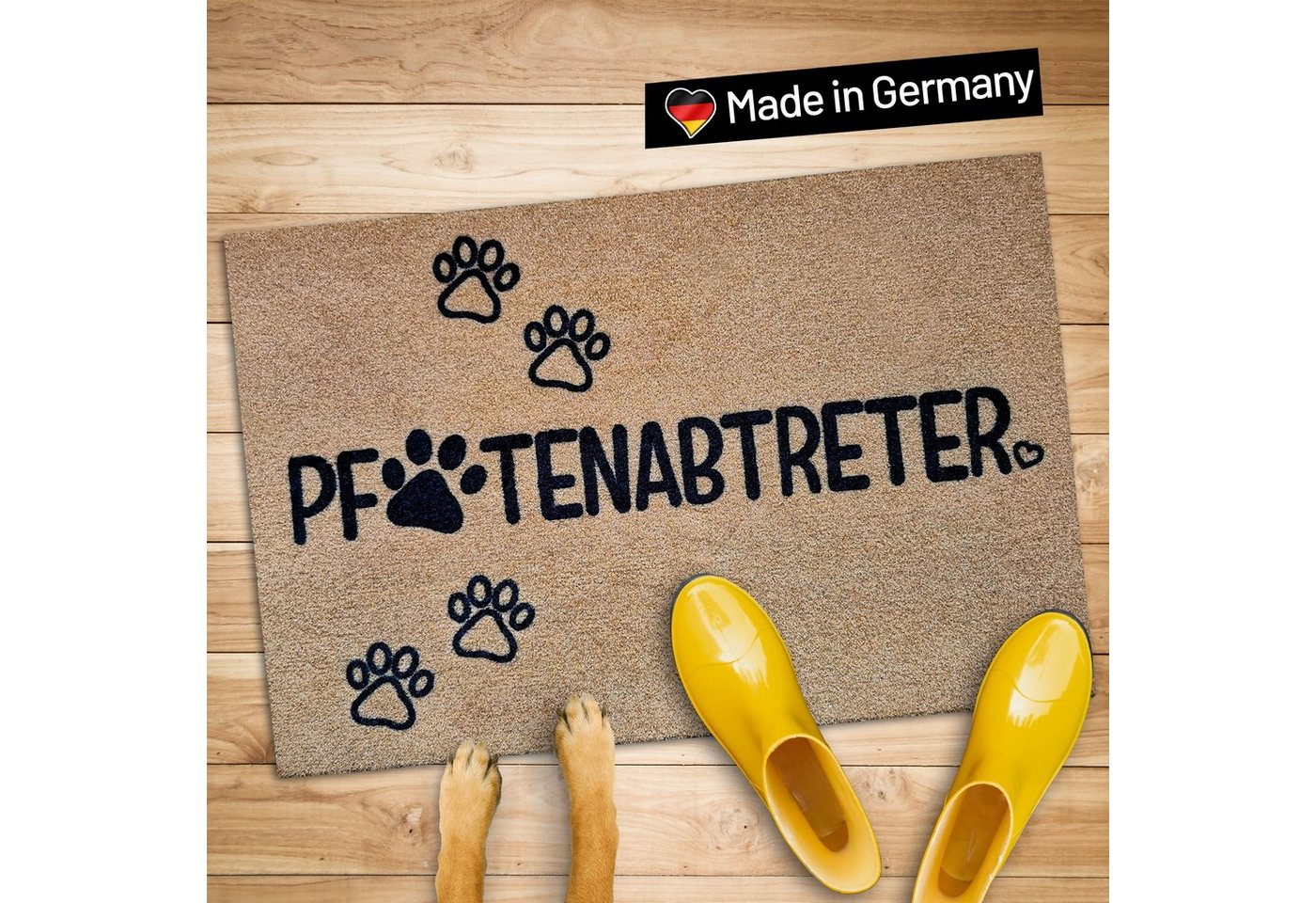 WELLMODA Fußmatte Inkl. Pfotenabtreter Motiv I Für Tierliebhaber I rutschfest & waschbar, rechteckig, Höhe: 6 mm, Rutschfest
