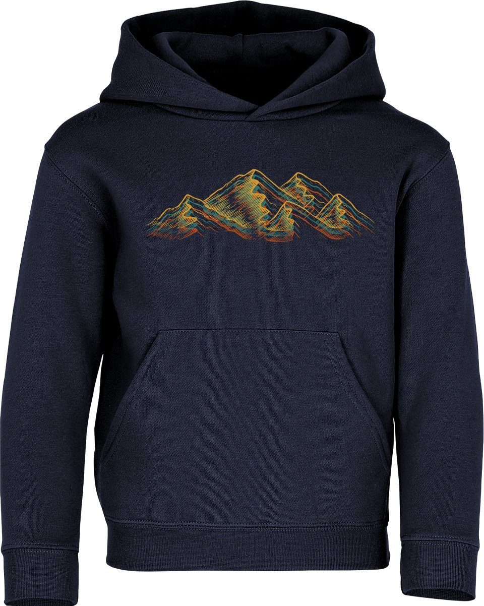 Baddery Kapuzenpullover Kinder Hoodie: "Alpen" - Klettern Wandern Outdoor, hochwertiger Siebdruck