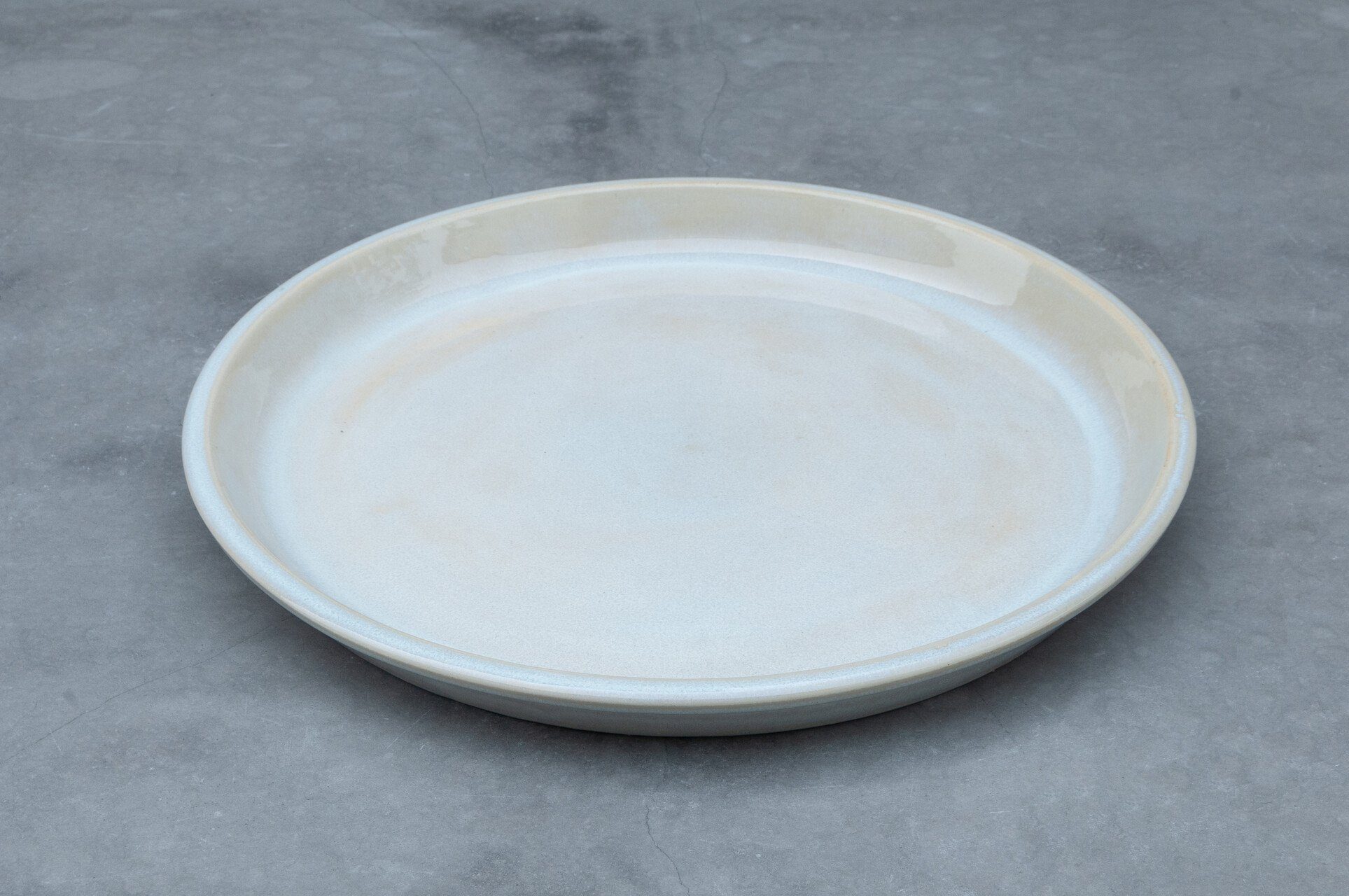 Teramico Blumentopfuntersetzer Pflanzteller Keramik 40cm Grau-Weiß Vogeltränke, 100% Frostfest | Blumentopfuntersetzer