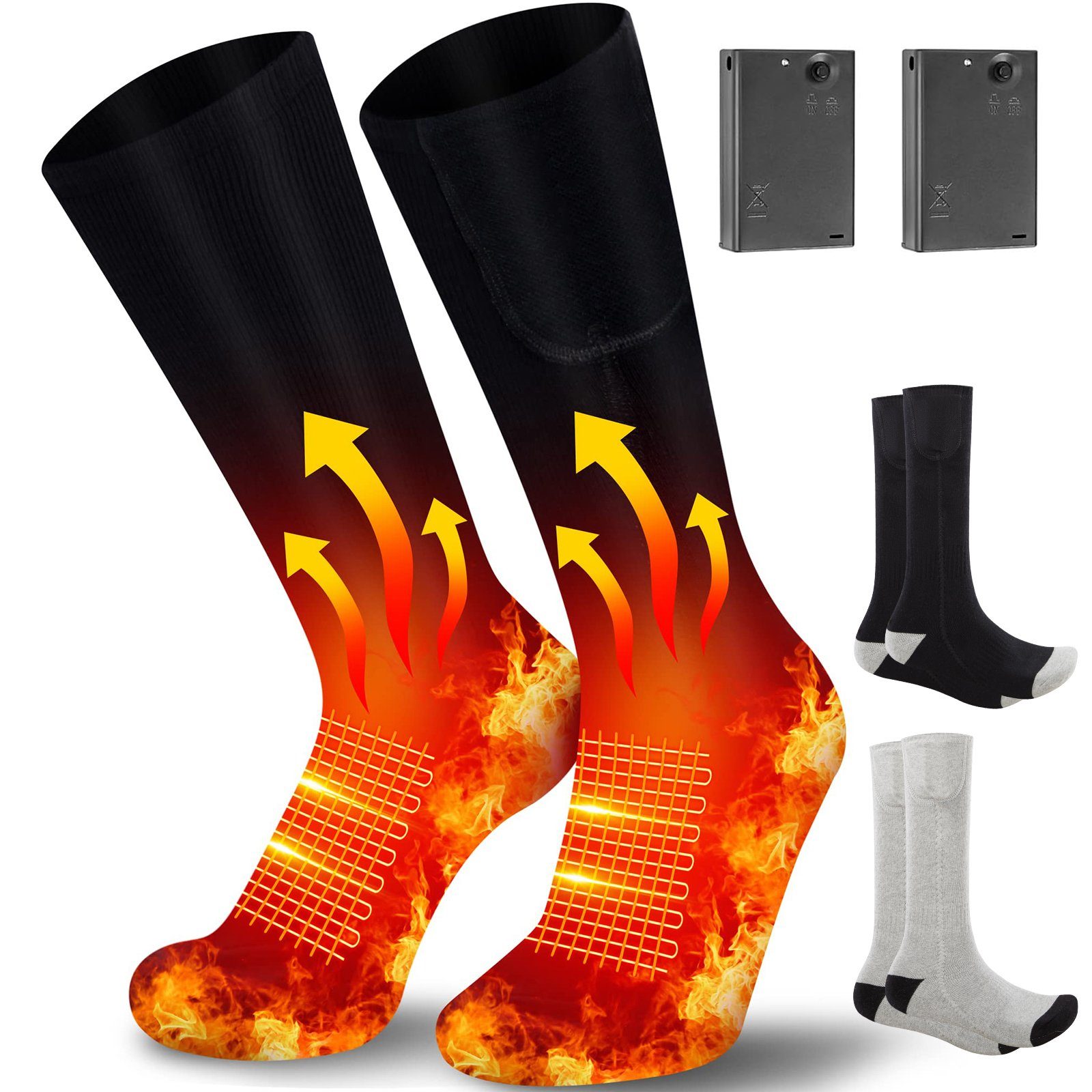 für Sportsocken,Warme Socken für BTTO Outdoor Heizsocken Thermosocken Beheizte Thermosocken männer Camping und Winter frauen Socken Angeln Schwarz