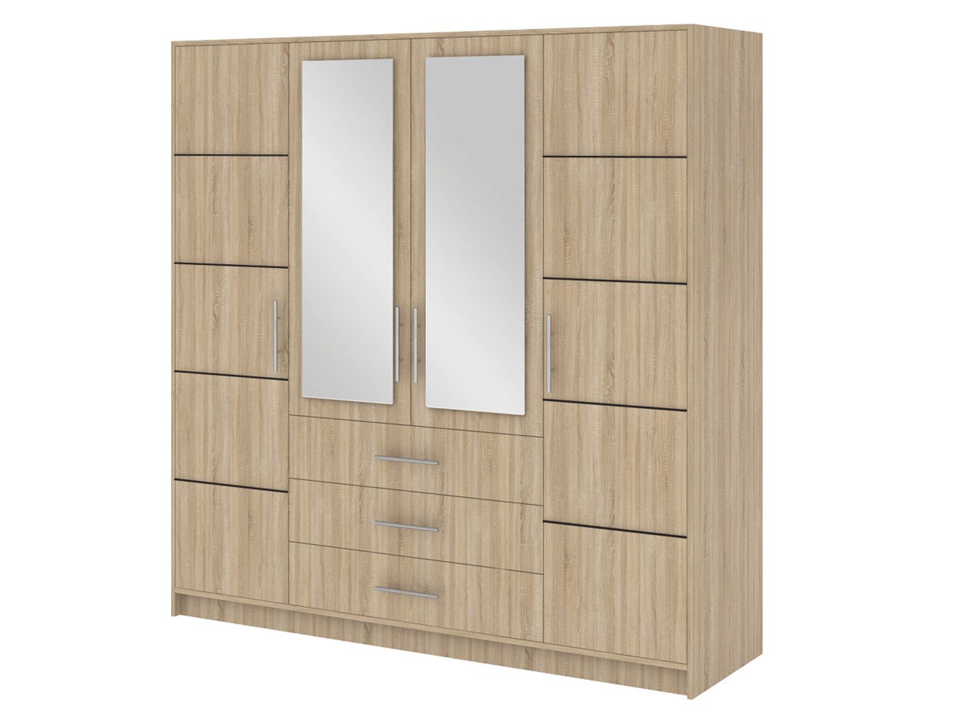 Beautysofa Kleiderschrank Kleiderschrank mit 4 türen BALI D4 Garderobenschrank mit Spiegel