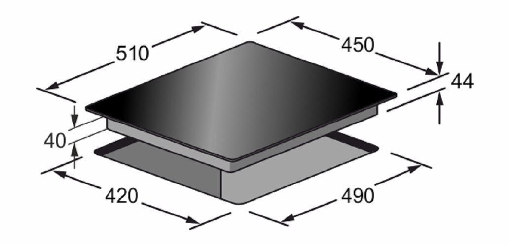 Kaiser Küchengeräte Induktions-Kochfeld, 45 cm, ohne Rahmen, Facetten, Induktionsherd inkl. Grillplatte