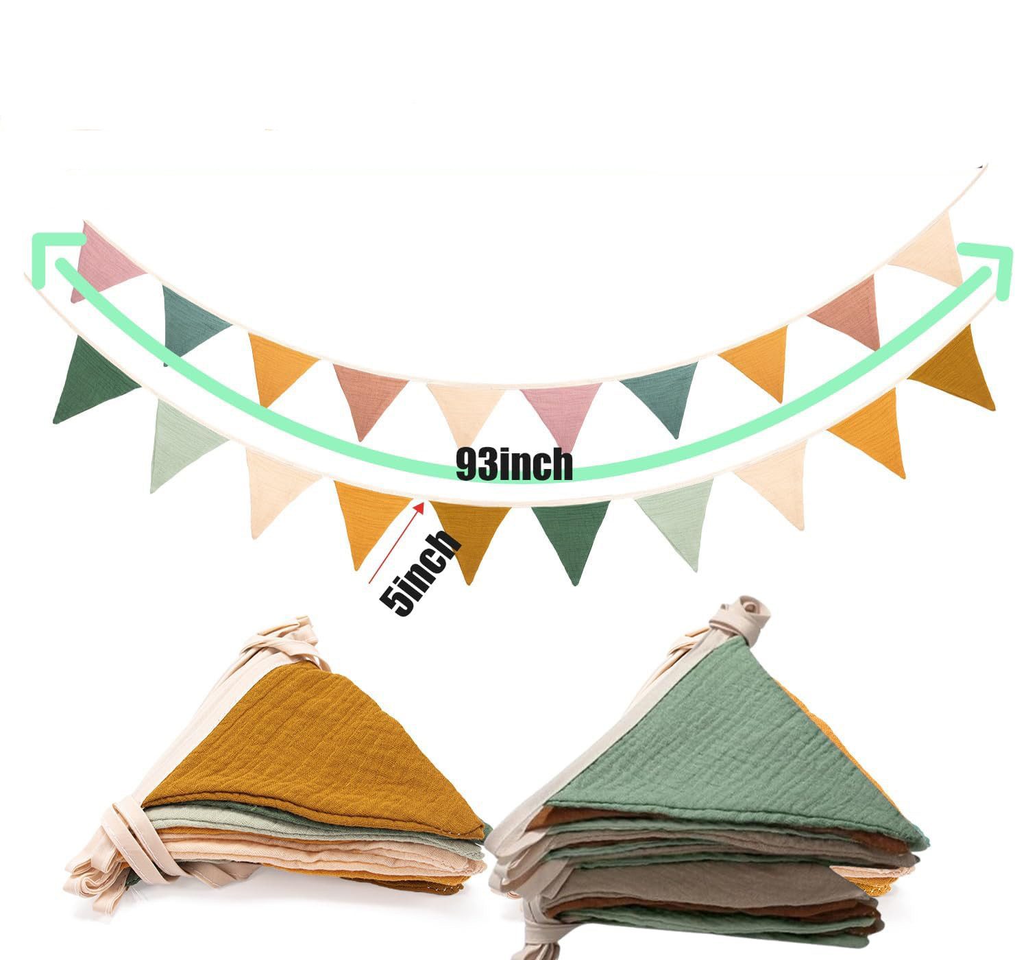 Coonoor Hängedekoration Wimpelkette Kinderzimmer,Girlande Kinderzimmer Deko zum Aufhängen (Musselin Baumwolle Stoff Wimpelkette), Hausbett Deko Mädchen&Jungen,Wanddeko Geschenk,Babyzimmer Dekoration