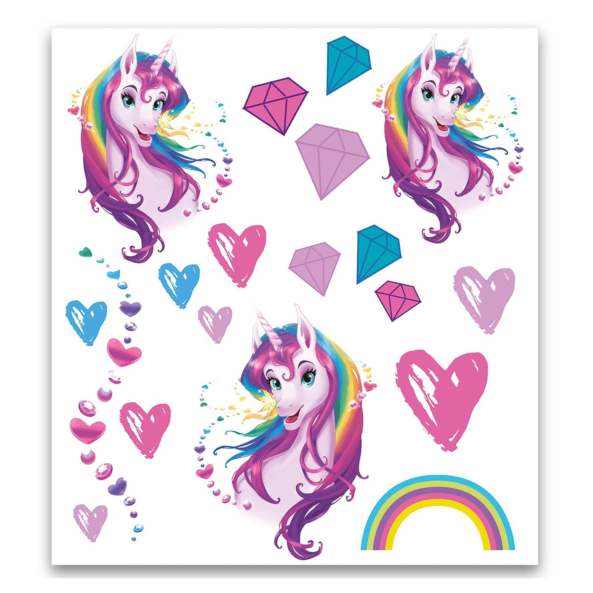Roth Stempel Roth Kinder-Tattoo, Einhornportrait, 10,5x16cm, 2 Bogen pro Pack
