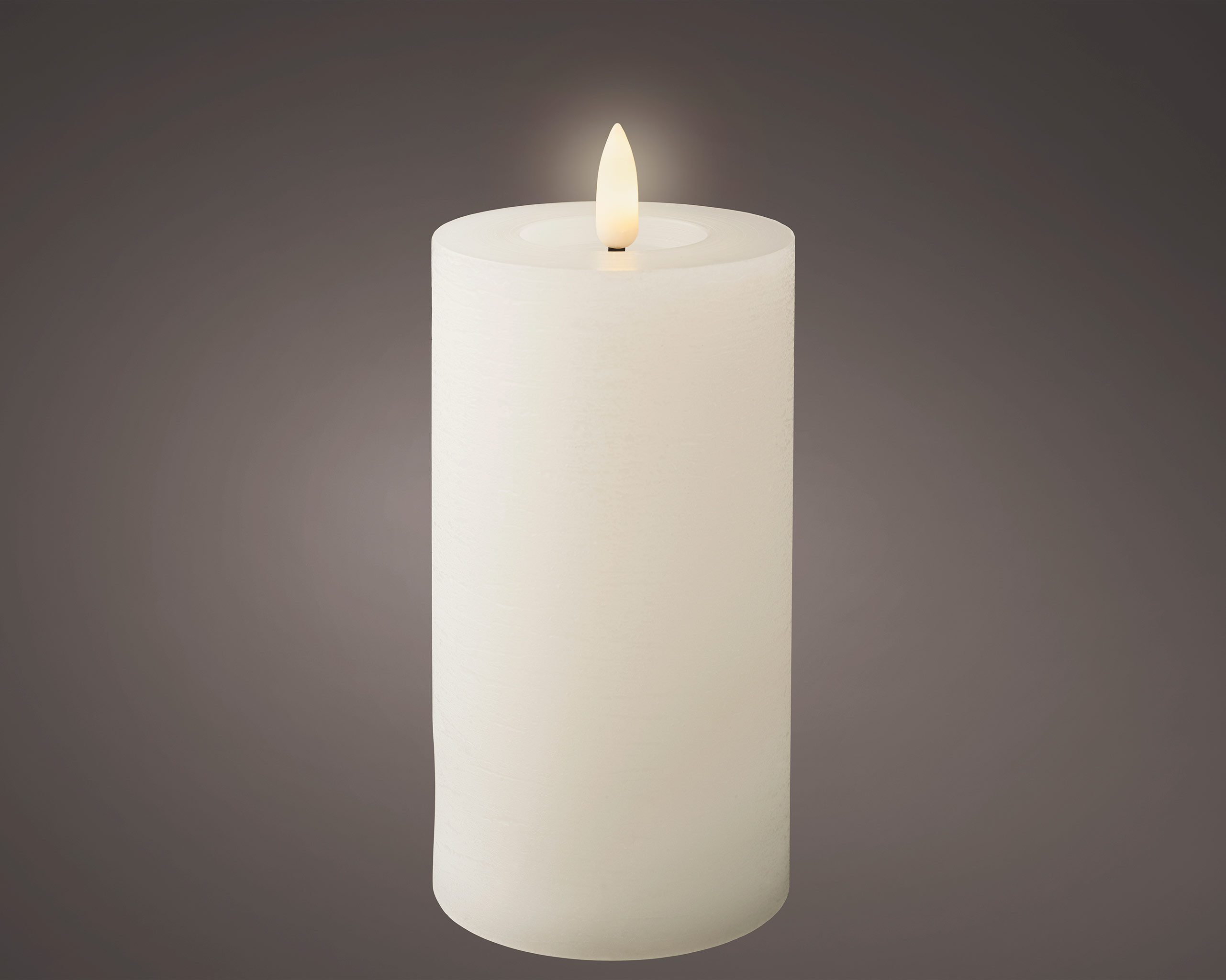 Lumineo LED-Kerze, Timer, warmweiß, LED Kerze 7x15cm mit Timer Wachs Rustik Weiß / Warmweiß