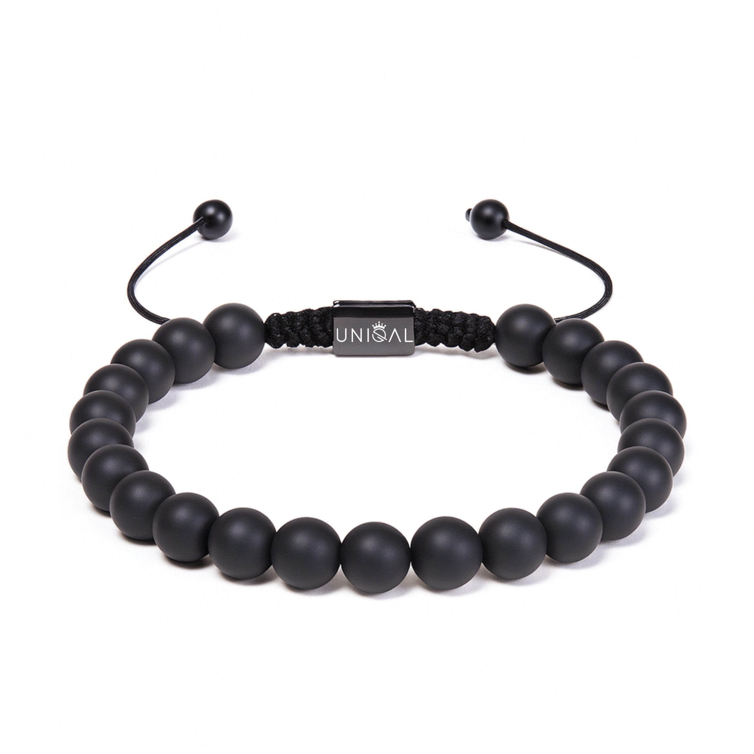 UNIQAL.de Perlenarmband aus Natur- & Edelstein – Unisex, 8 mm (einreihiges Natursteinarmband, verschiedene Farben & Steinsorten), verstellbar, handgefertigt