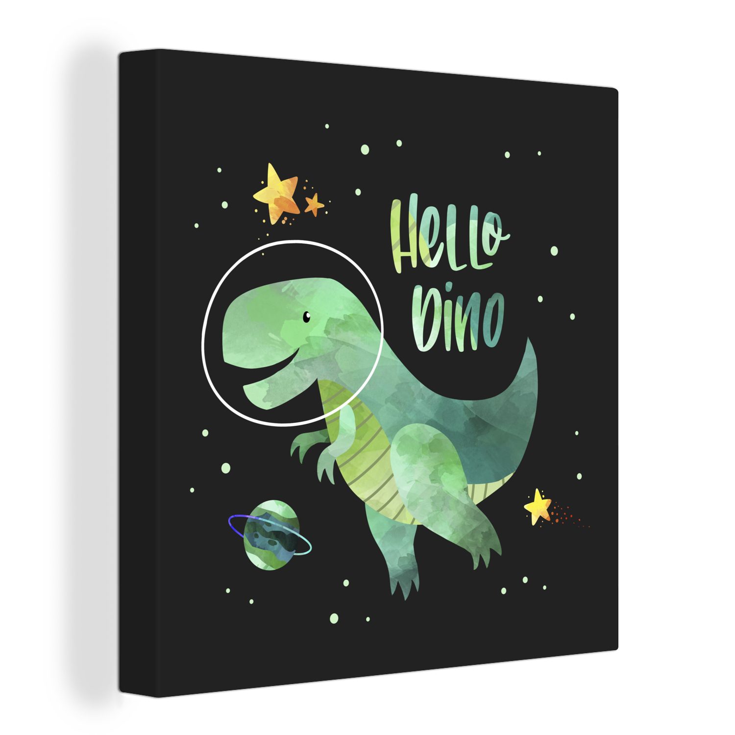 OneMillionCanvasses® Leinwandbild Zitate - Sterne - 'Hallo Dino' - Sprichwörter - Mädchen - Junge -, (1 St), Leinwand Bilder für Wohnzimmer Schlafzimmer