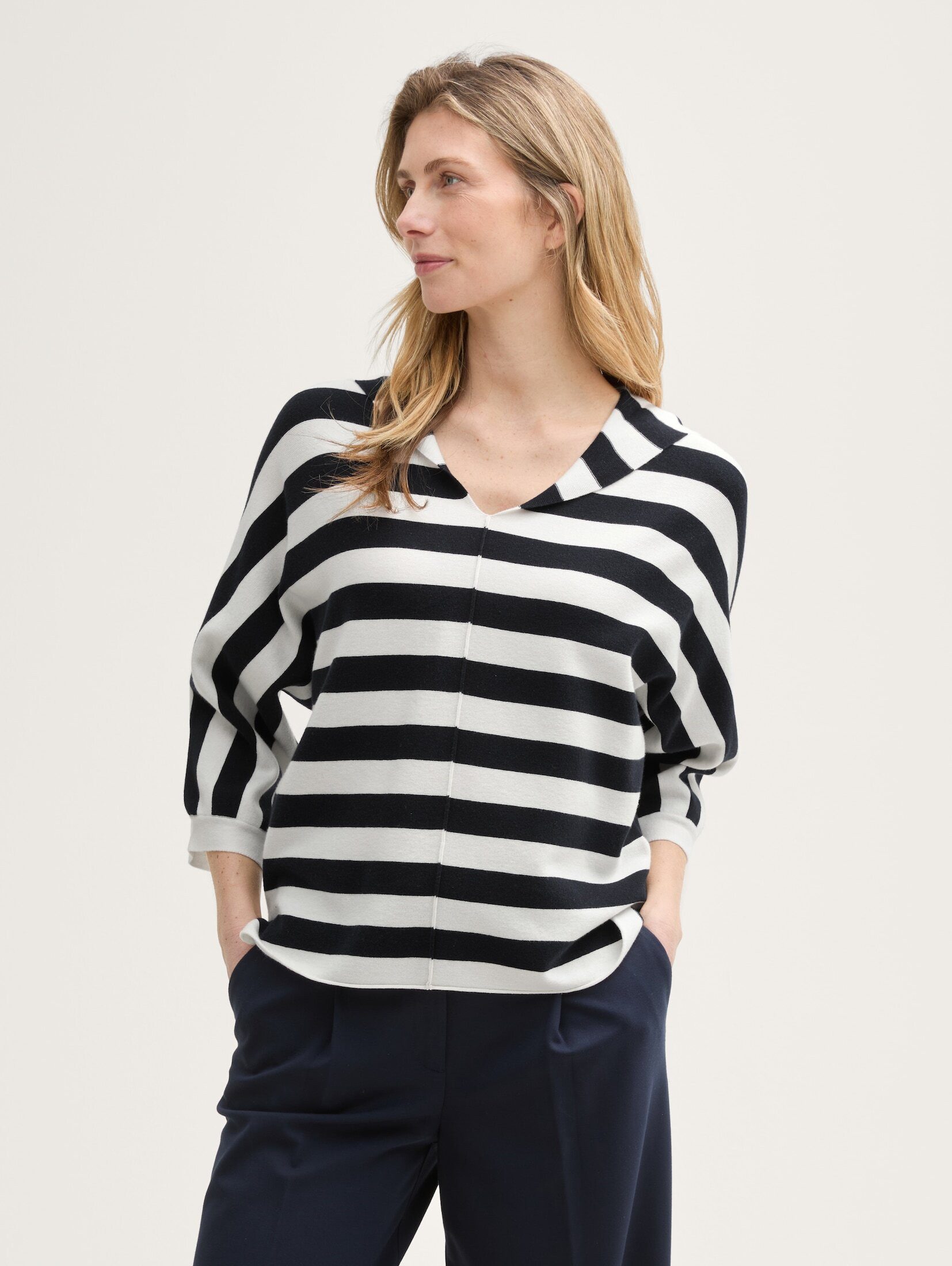 Strickpullover Loose Fit Strickpullover mit Kapuze