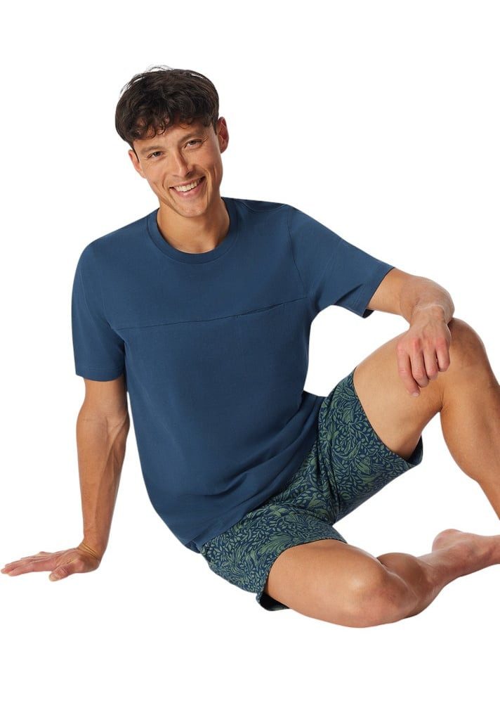 Schiesser T-Shirt Freizeit Mix+Relax (100% Baumwolle) indigoblau Herren