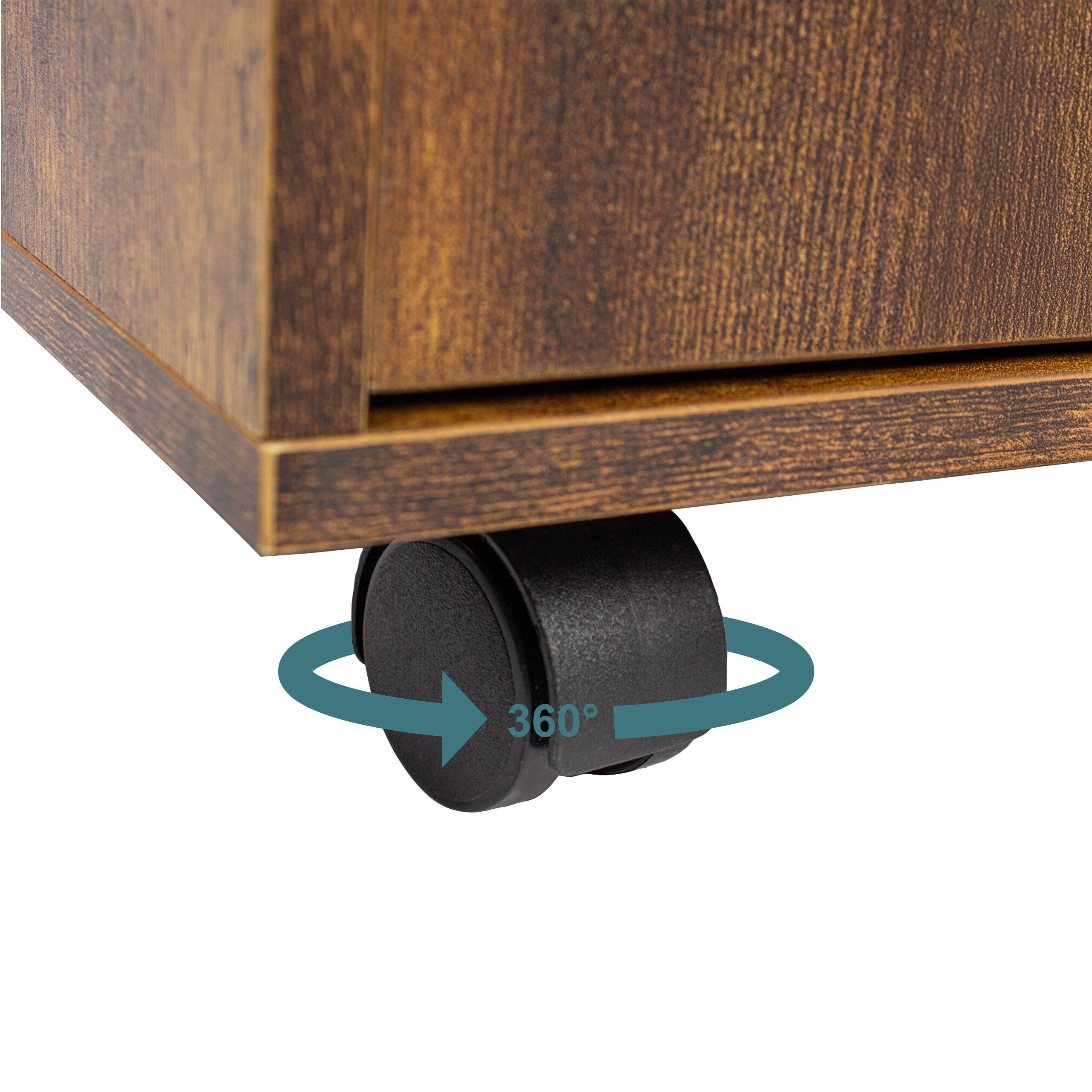 relaxdays Rollcontainer Abschließbarer Rollcontainer, Vintagebraun