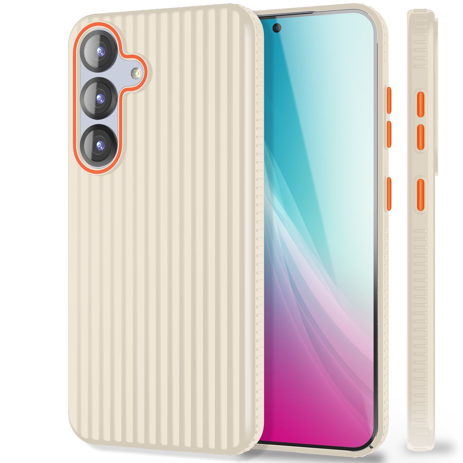 Nalia Smartphone-Hülle Samsung Galaxy S25, Nova / Dünnes Leichtes Hardcase / Wellenstruktur Design / Metall Optik