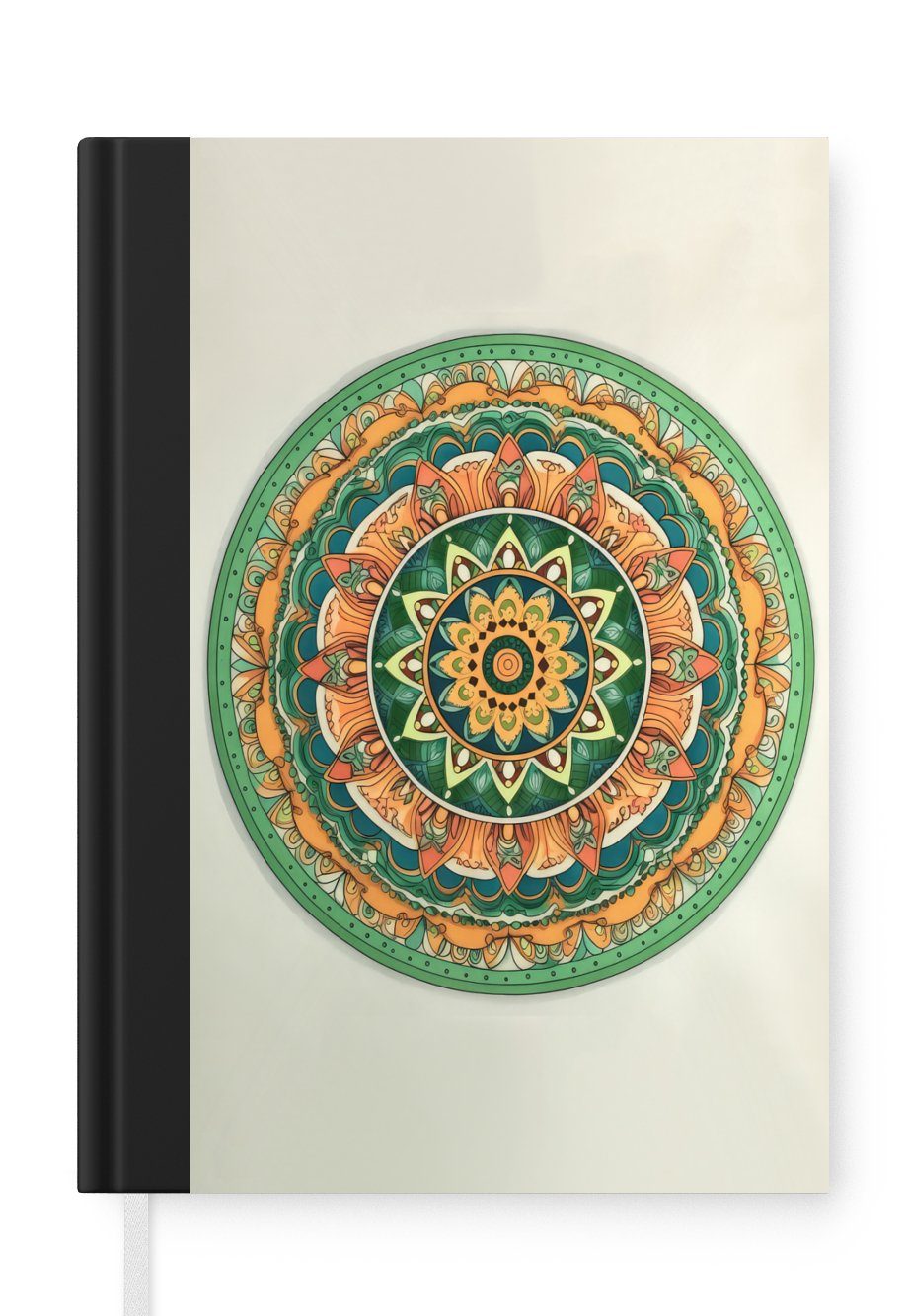 MuchoWow Notizbuch Hippie - Mandala - Grün - Boho - Blumen, Journal, Merkzettel, Tagebuch, Notizheft, A5, 98 Seiten, Haushaltsbuch