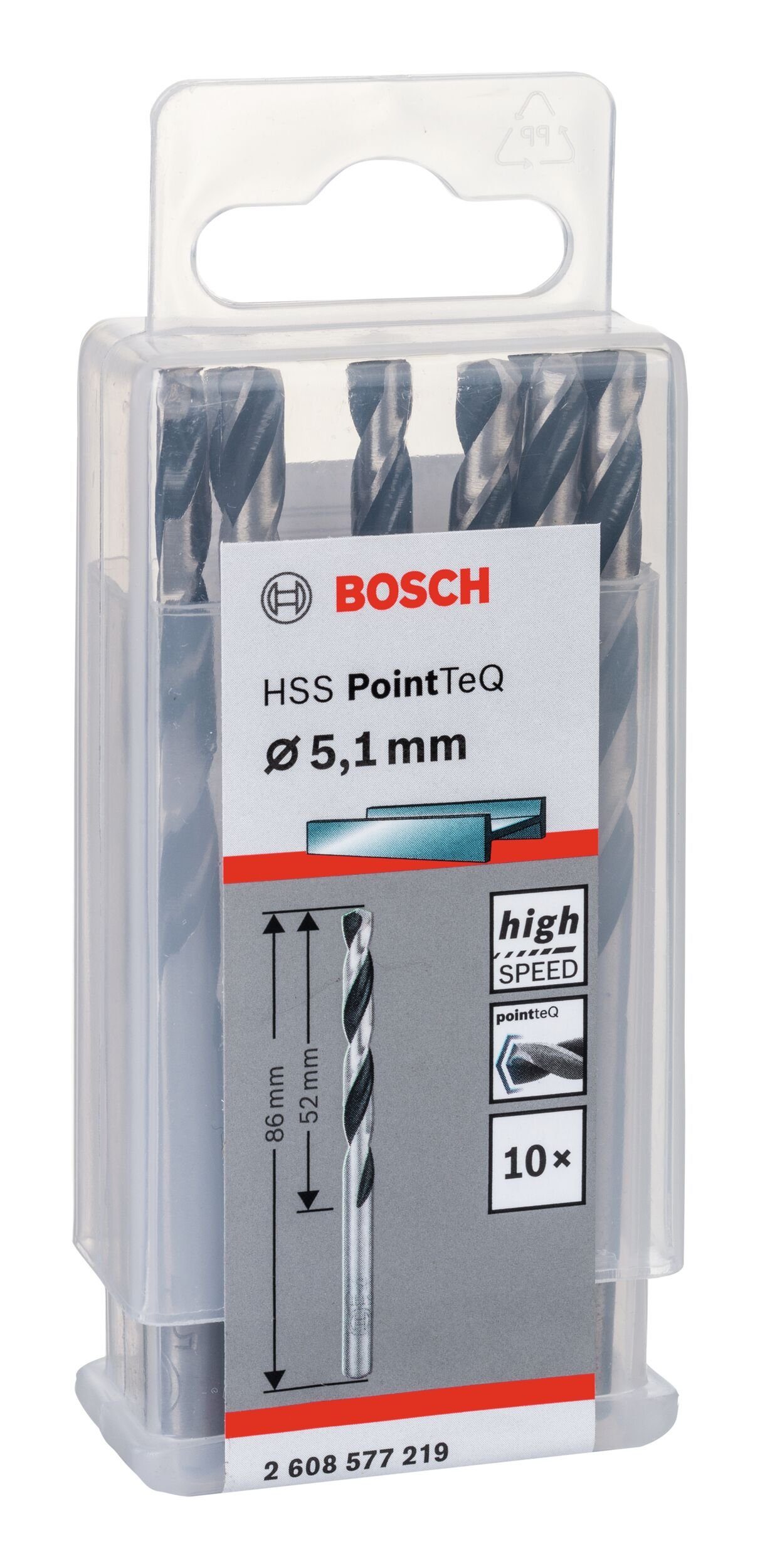 10er-Pack Metallbohrer, BOSCH PointTeQ HSS 338) Stück), 5,1 - (DIN - Metallspiralbohrer (10 mm