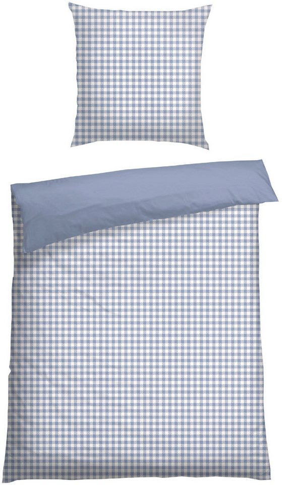 Schiesser Wendebettwäsche Vichy aus weicher Baumwolle mit Karos, Renforcé, 2 teilig, Made in Green