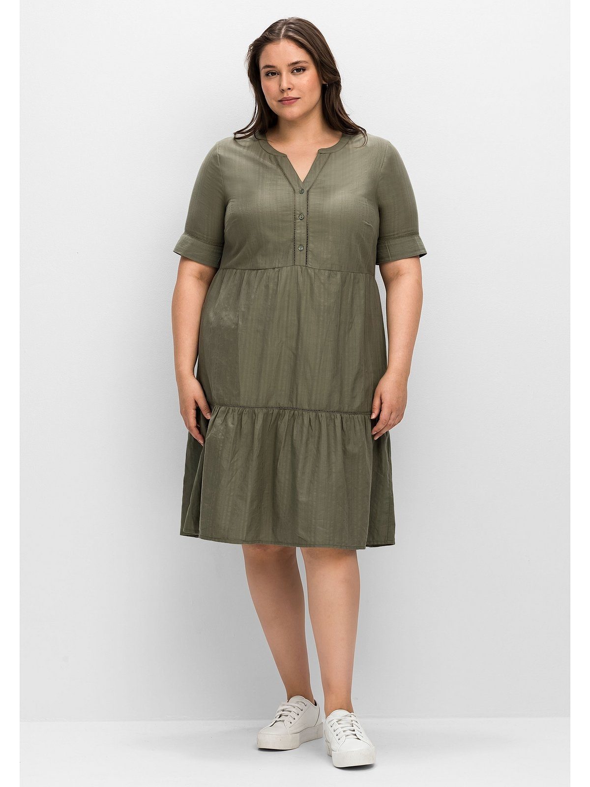 Sheego Damen Blusenkleid In Türkis – Elegantes Kleid Für Damen, Größe 44