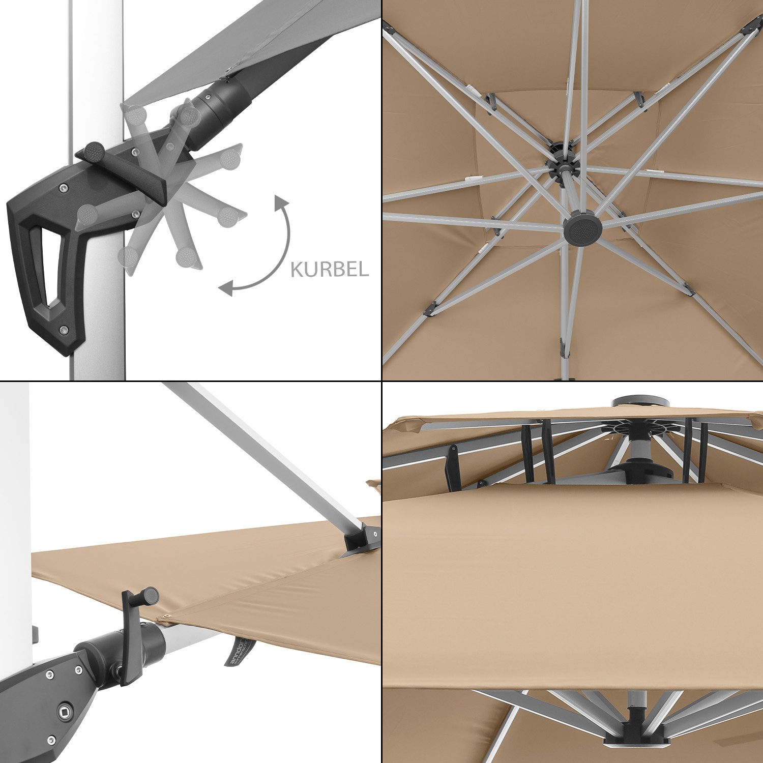 anndora-sonnenschirm Ampelschirm mit Aluminiumgestell, LxB: 350x350 günstig online kaufen