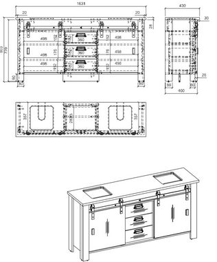 Furn.Design Doppelwaschtisch Stove (Waschtischunterschrank mit 2x Waschbecken, Breite 164 cm), mit Schiebetüren und Soft-Close