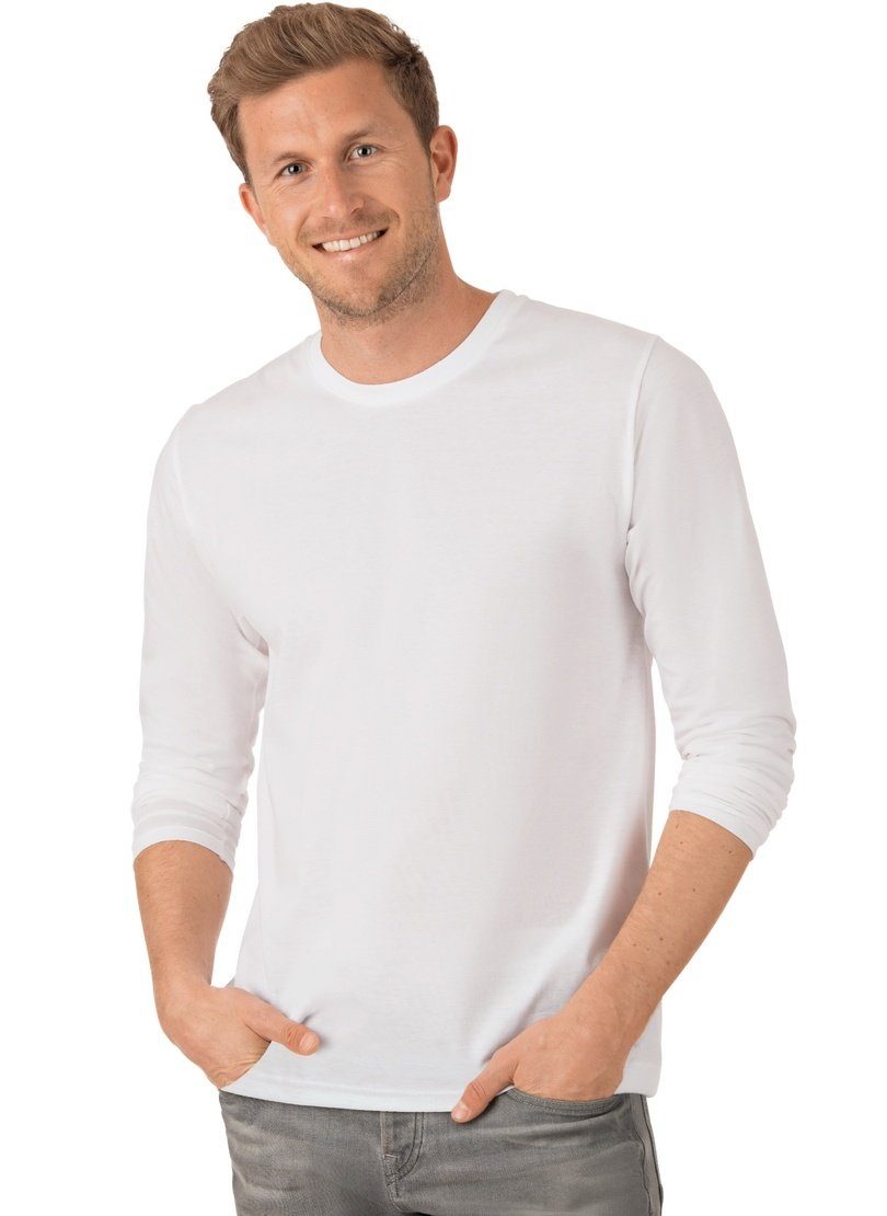 100% weiss Baumwolle aus TRIGEMA Langarmshirt Trigema T-Shirt