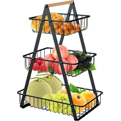 HYZULU Obstschale dreistöckiger Obstkorb aus Metall,für Obst,Gemüse,Brot,große Kapazität, Eisen, (Set, 1-tlg)