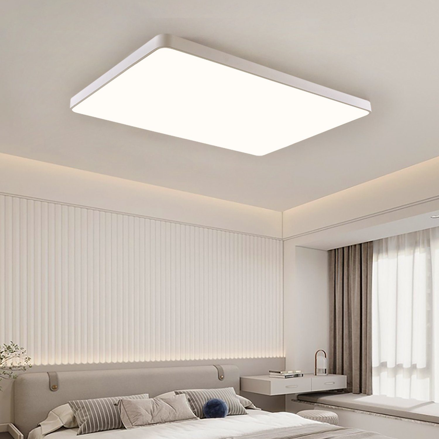 JDONG LED Deckenleuchte dimmbar mit Fernbedienung Rechteckig Weiß/Schwarz 65*43*5CM, LED fest integriert, Deckenlampe 72W, für Wohnzimmer Schlafzimmer Esszimmer Arbeitszimmer Balkon Büro