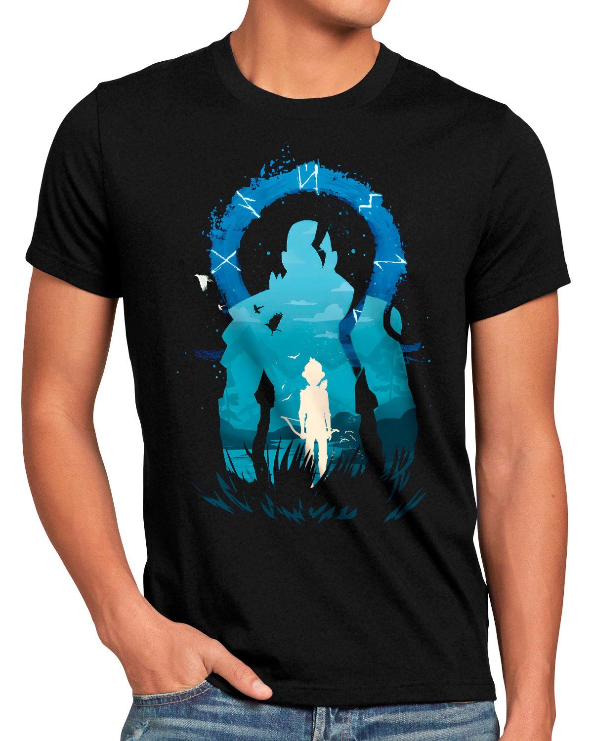 god style3 war adventure of kratos Ragnarok T-Shirt action Print-Shirt Herren