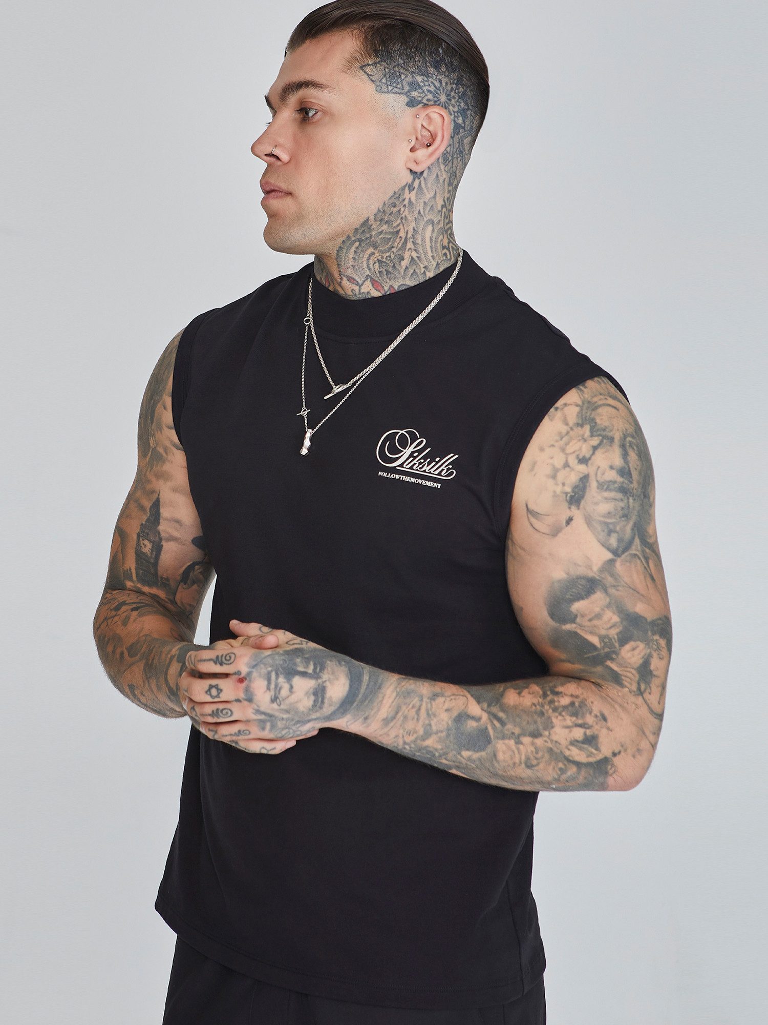 Siksilk T-Shirt SikSilk Herren Schwarzes Ärmelloses T-Shirt günstig online kaufen