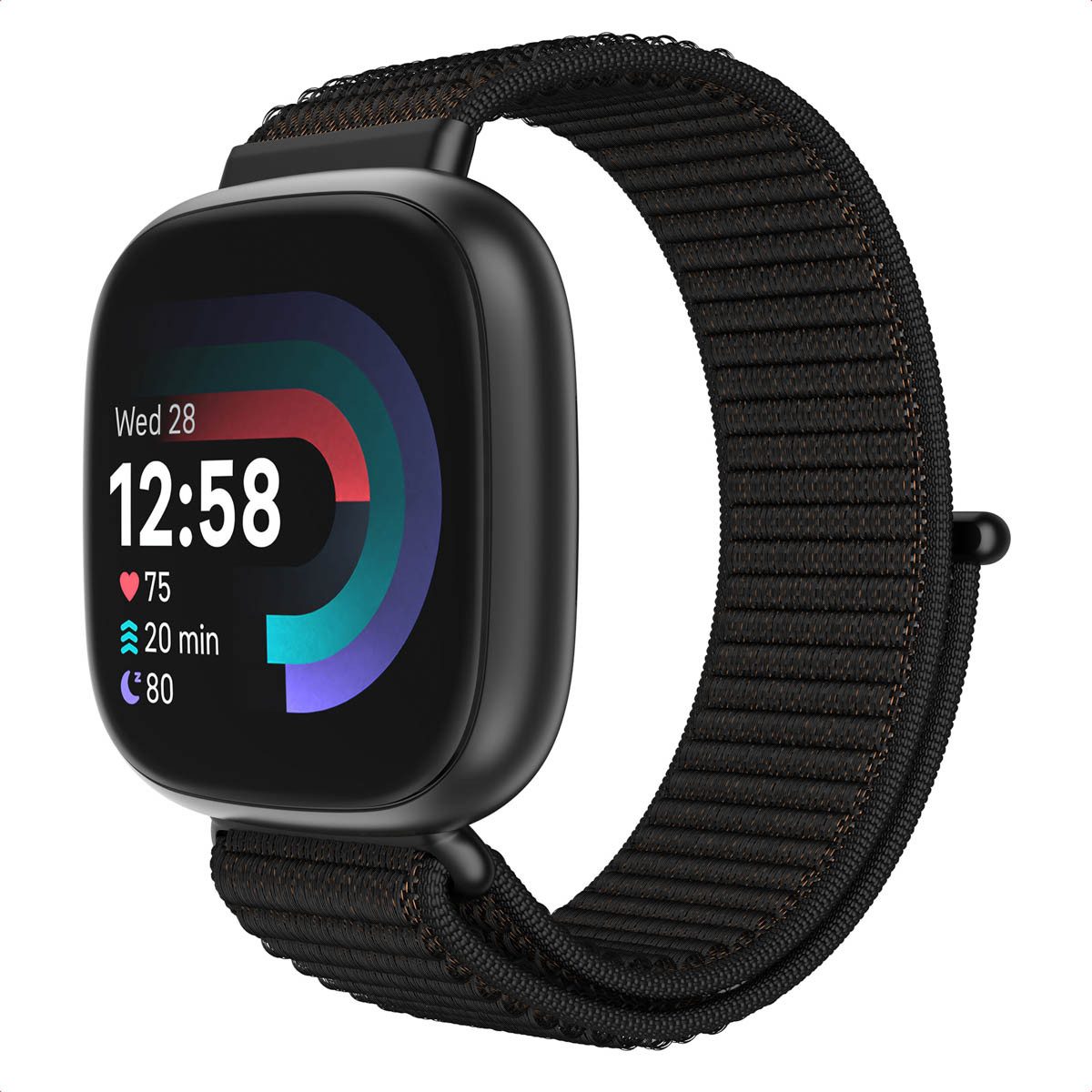 imoshion Smartwatch-Armband imoshion Nylonarmband für das Fitbit Versa 4/ 3 / Sense (2) - Schwarz