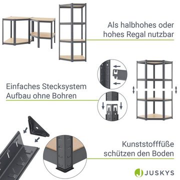 Juskys Eckregal Corner Easy, 1-tlg., 4 Einlegeböden mit bis zu 320 kg Tragkraft.