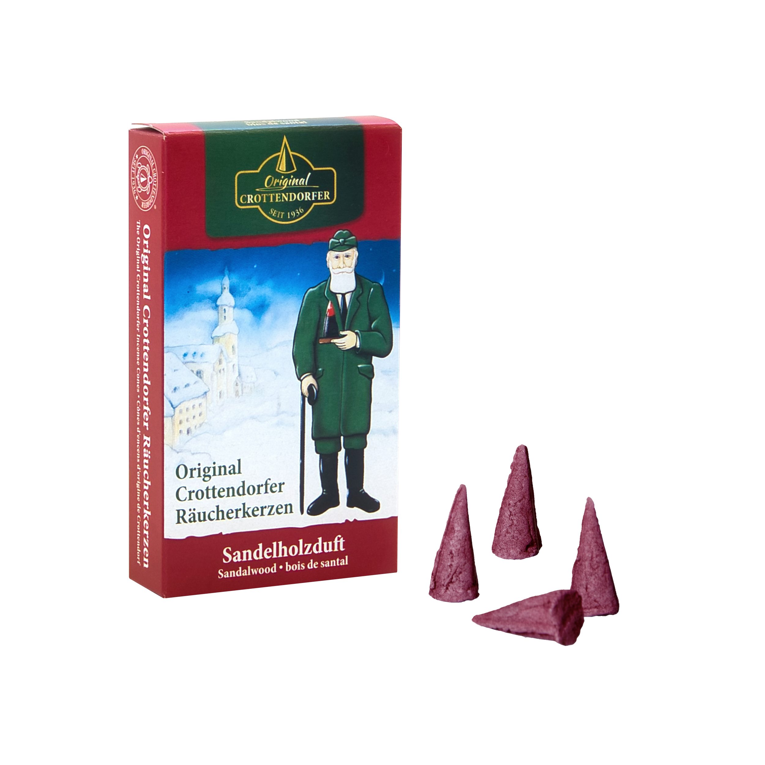 Crottendorfer Räucherkegel Crottendorfer Räucherkerzen 10er-Pack Sandelholz (Packung, 10-St., Vorteilspack), 100% Made in Germany