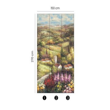 Newroom Vliestapete, [ 1,5 x 2,7 m ] großzügiges Motiv - kein wiederkehrendes Muster - Fototapete Wandbild Landschaft Blumen Bäume Made in Germany