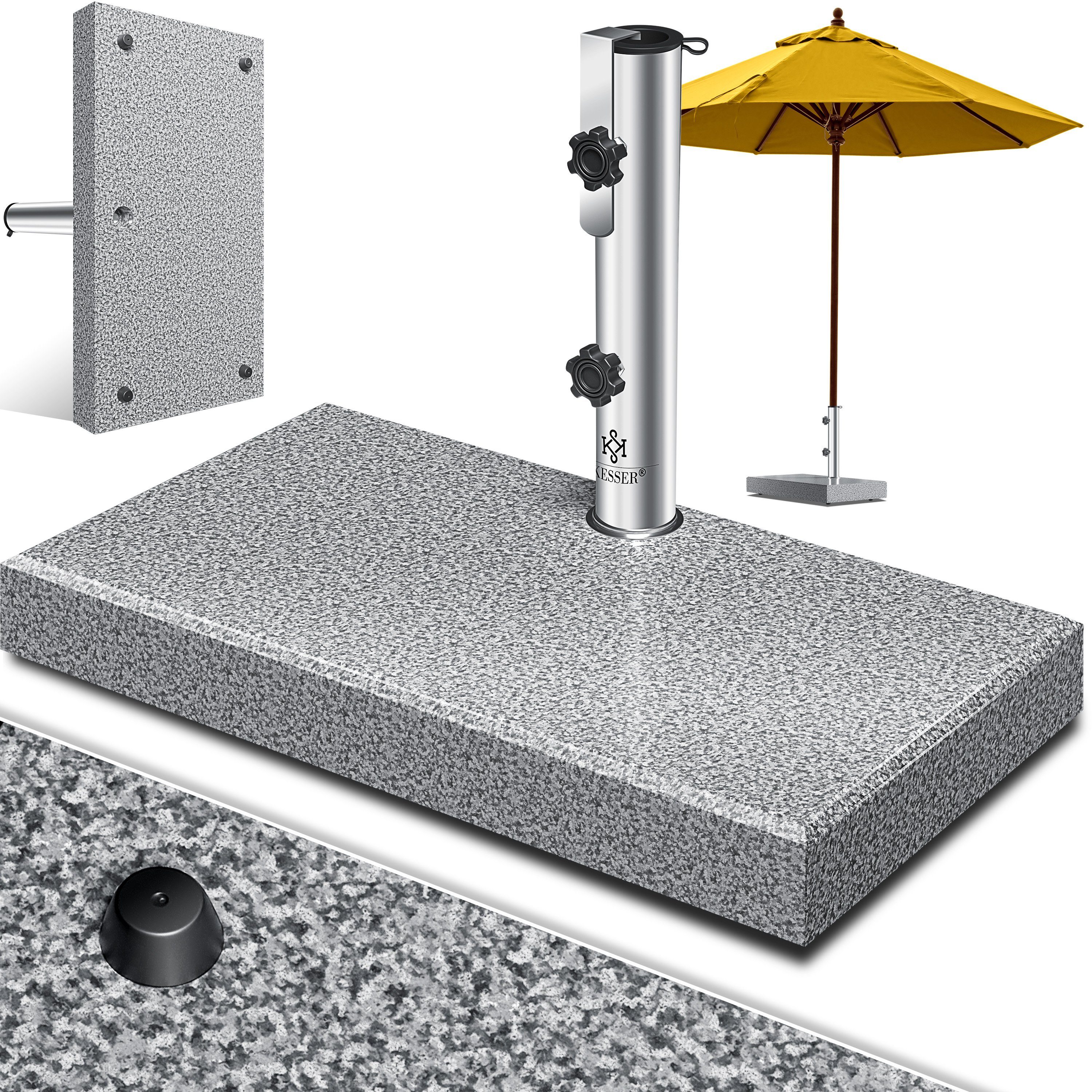 KESSER Kunststoffschirmständer, Granit Sonnenschirmständer mit Edelstahlrohr