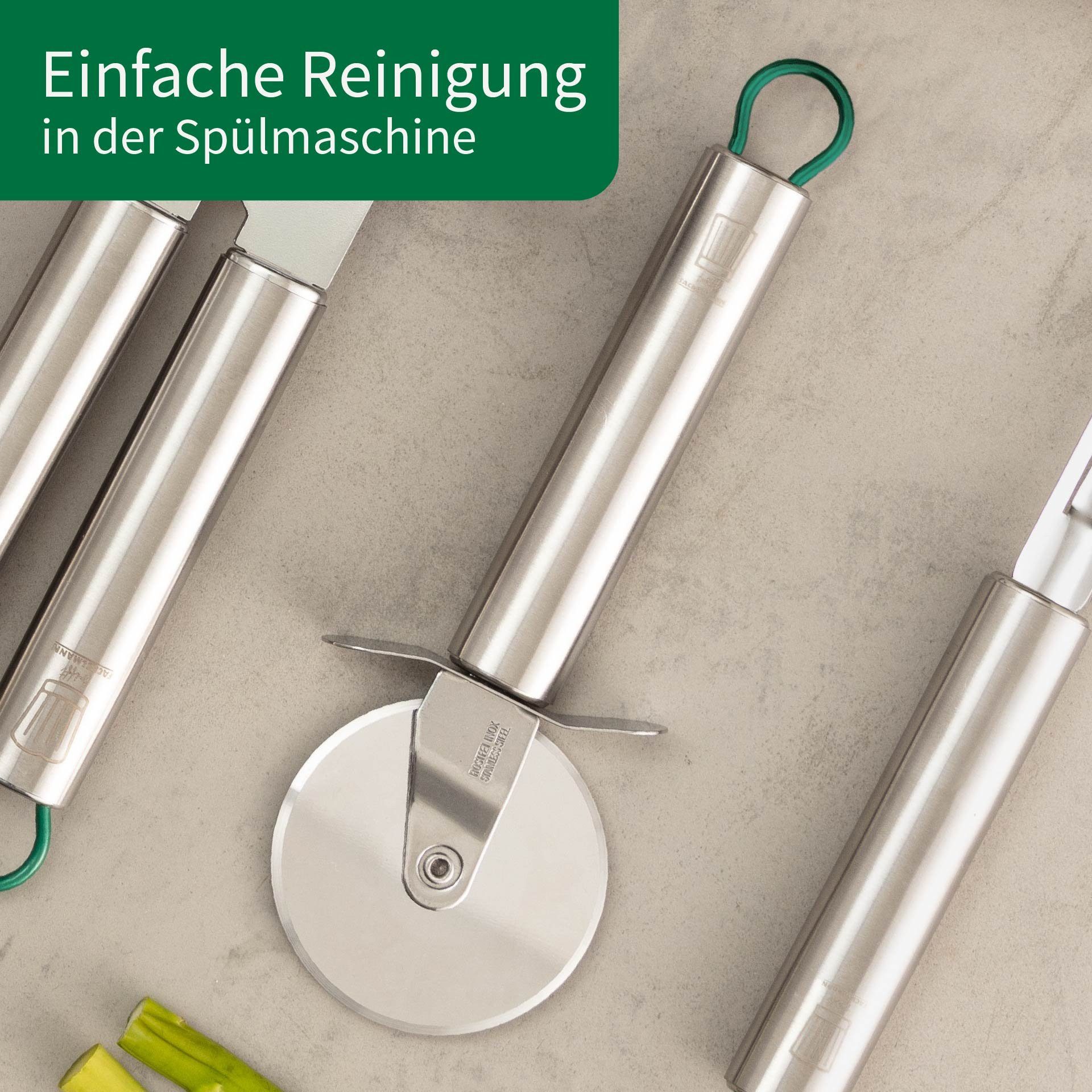 Chefkoch trifft Fackelmann Pizzamesser Pizzamesser aus Edelstahl – 195x80mm – Perfekt für Pizza & mehr