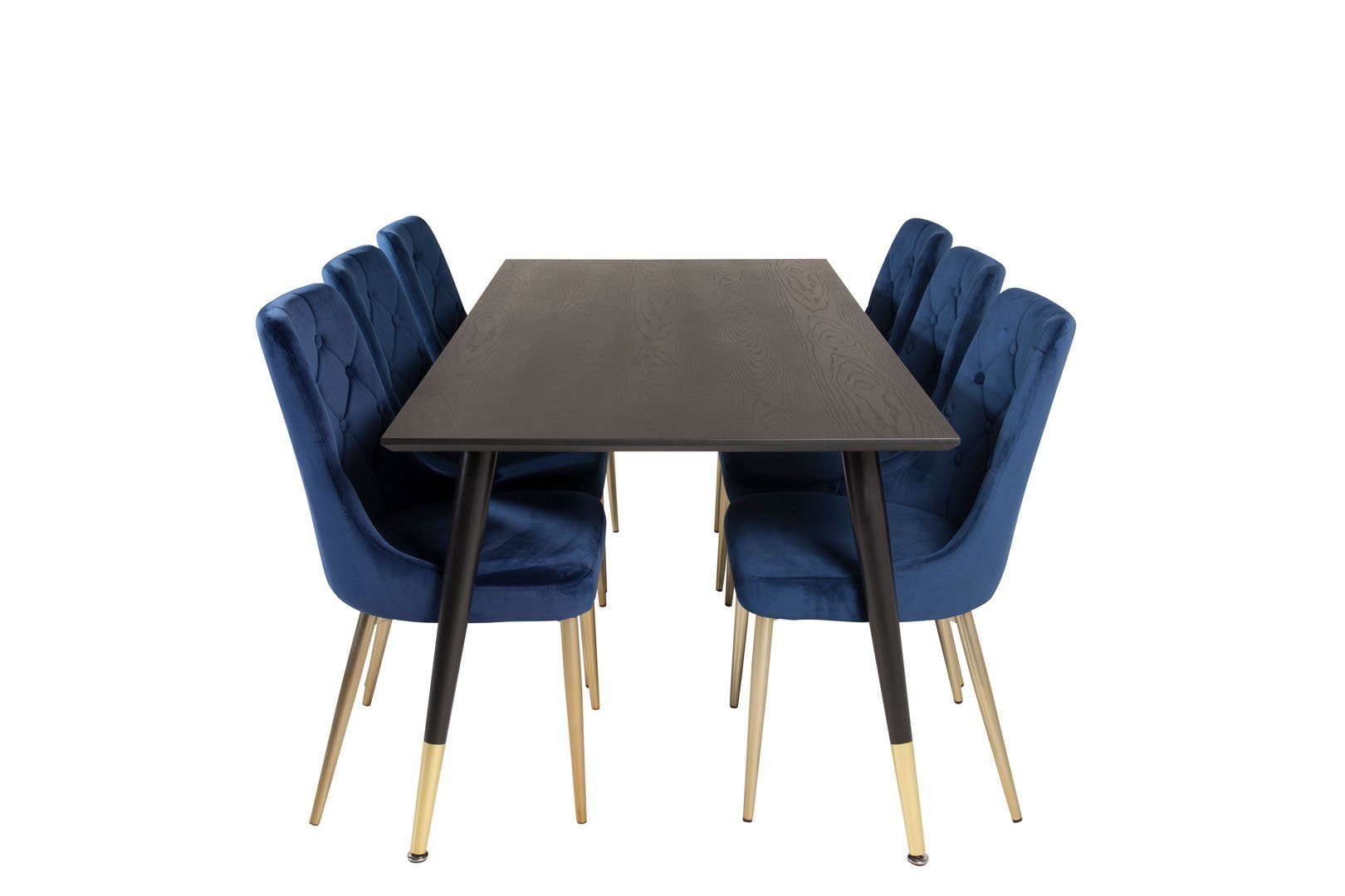 ebuy24 Essgruppe Dipp180x90BLBR Essgruppe Esstisch schwarz und 6 Ve, (7-tlg) Blau