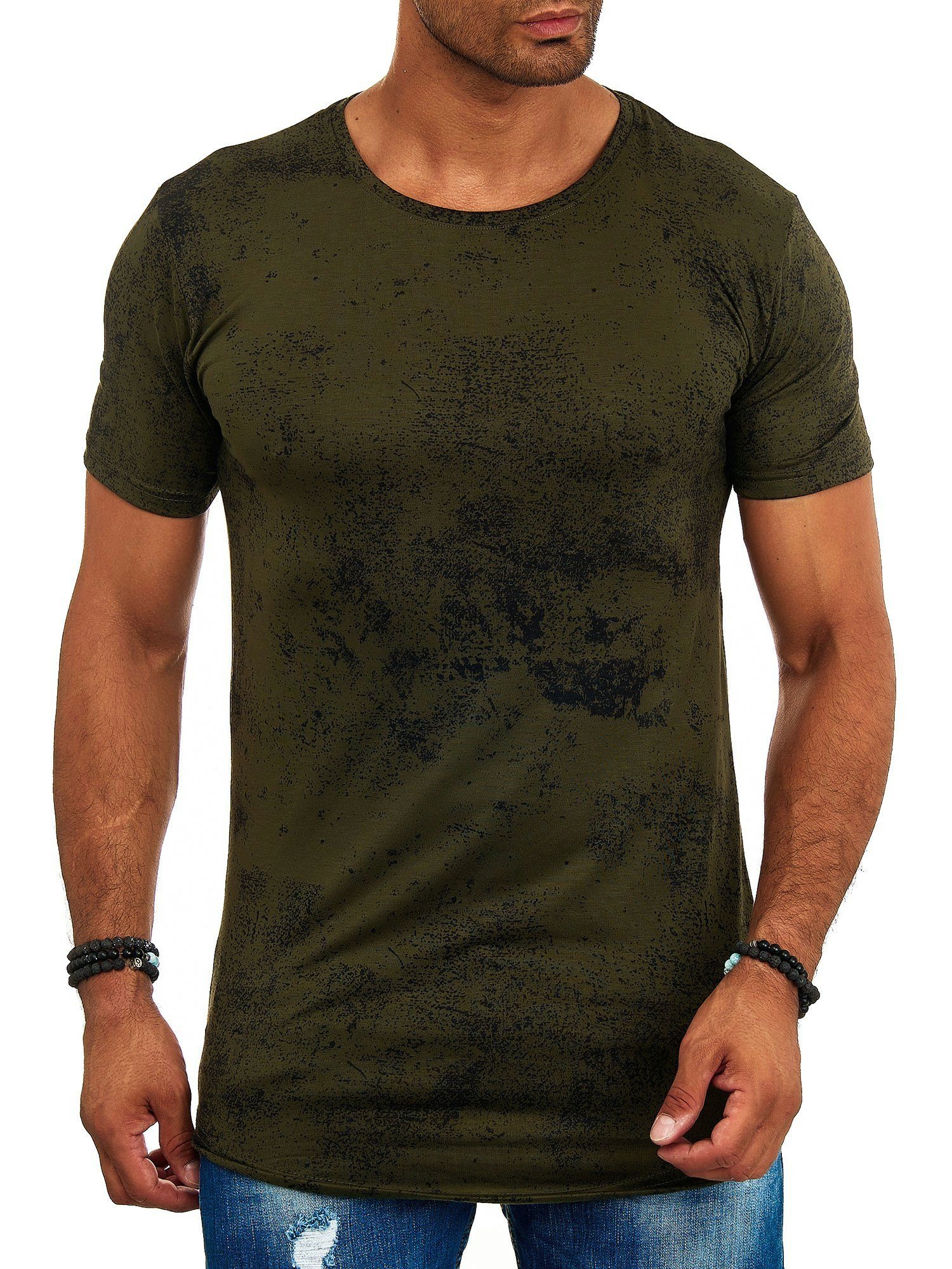 (Shirt Casual Fitness TS-1539 Kurzarmshirt Polo Tee, 1-tlg) Freizeit OneRedox Grün T-Shirt