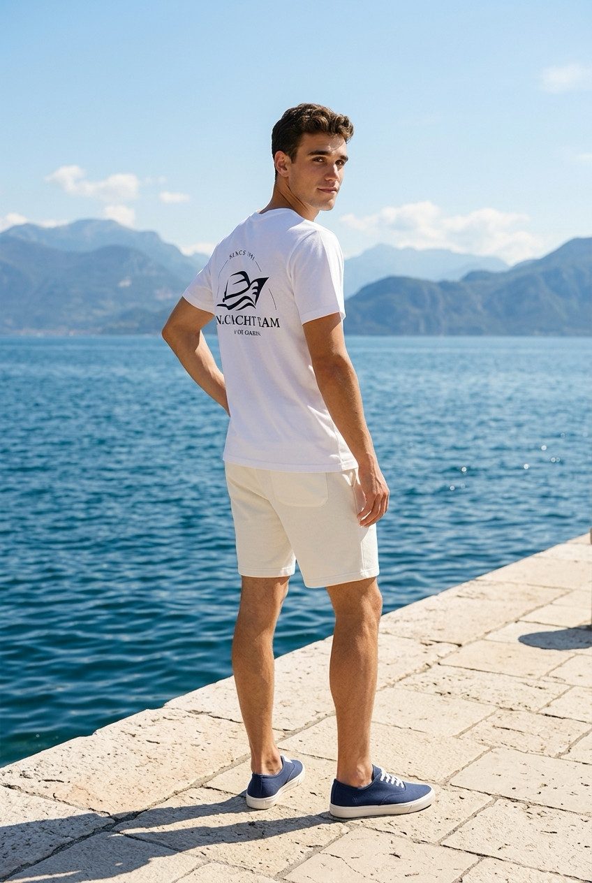 n.c. T-Shirt maritimes Rundhalsshirt aus feiner Baumwolle