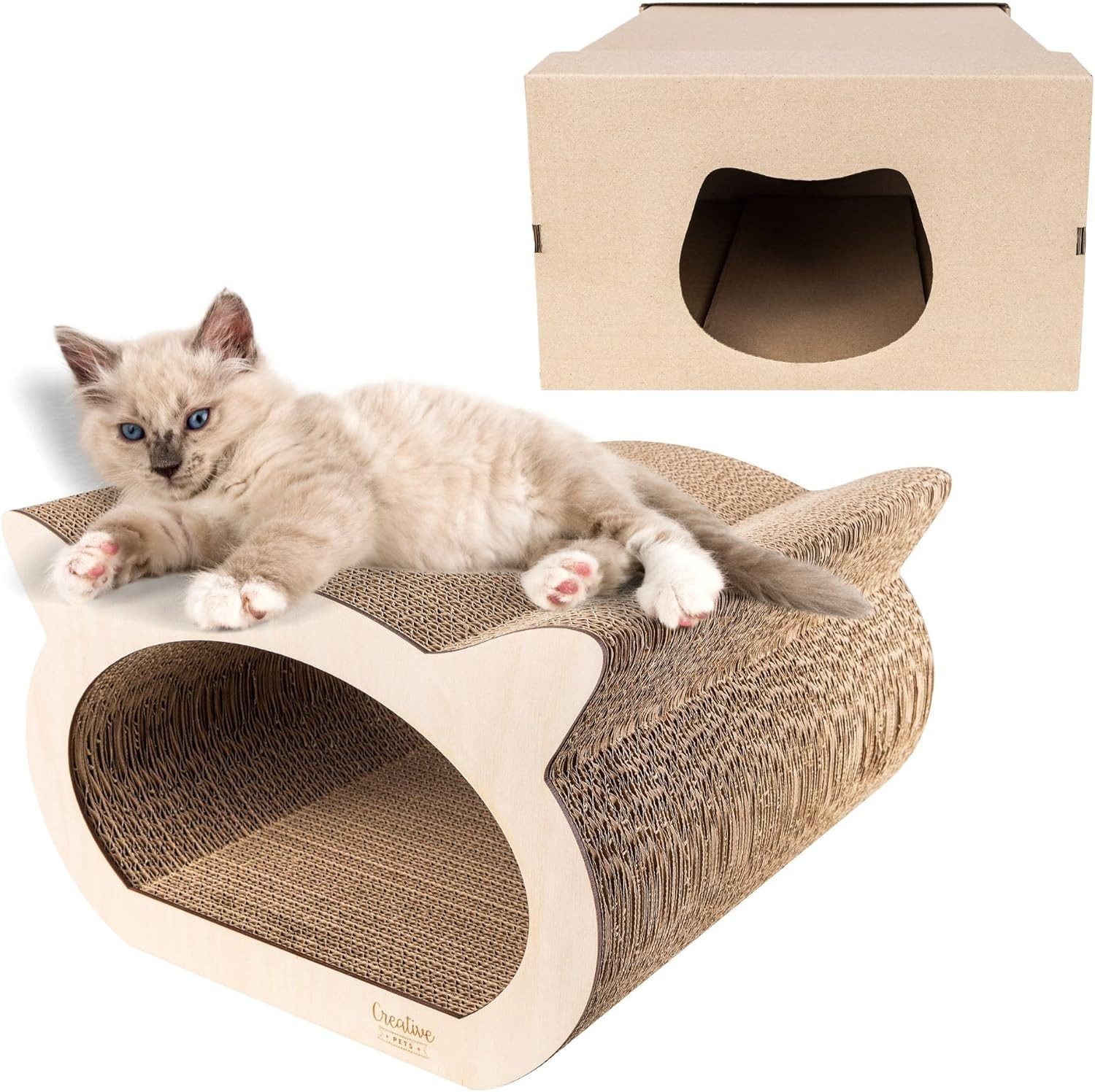 Creative Pets Kratzbrett Katzen Kratzpappe verstärkt mit Sperrholz, Kratzbaum