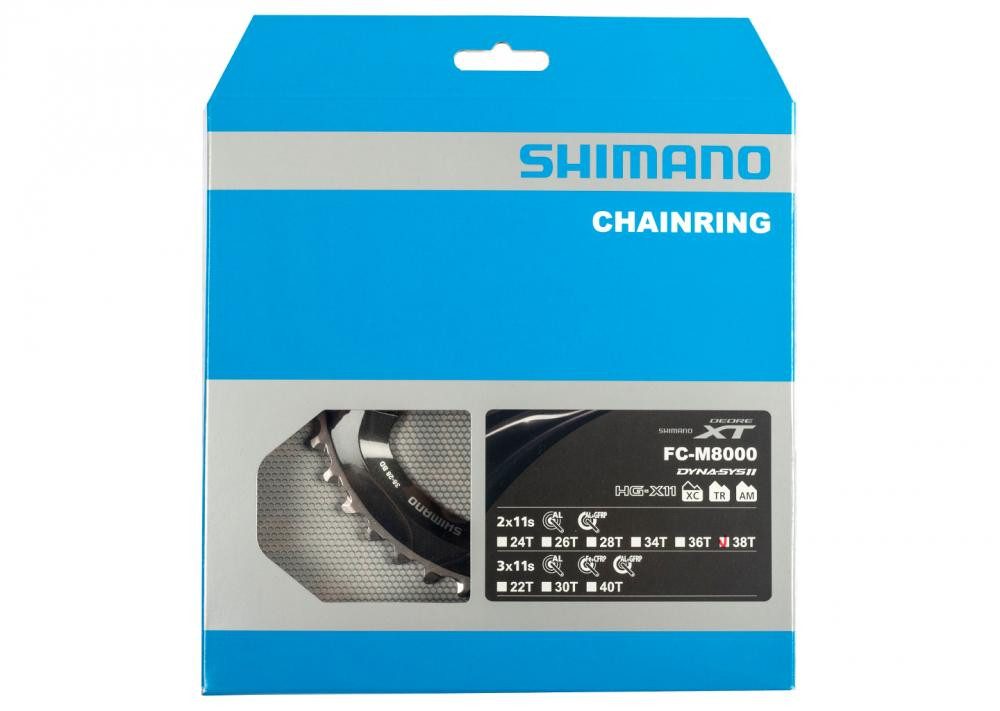 Kettenschaltung SHIMANO Kettenblatt DEORE XT FC-M8000 38 Zähne - präziser Antrieb für