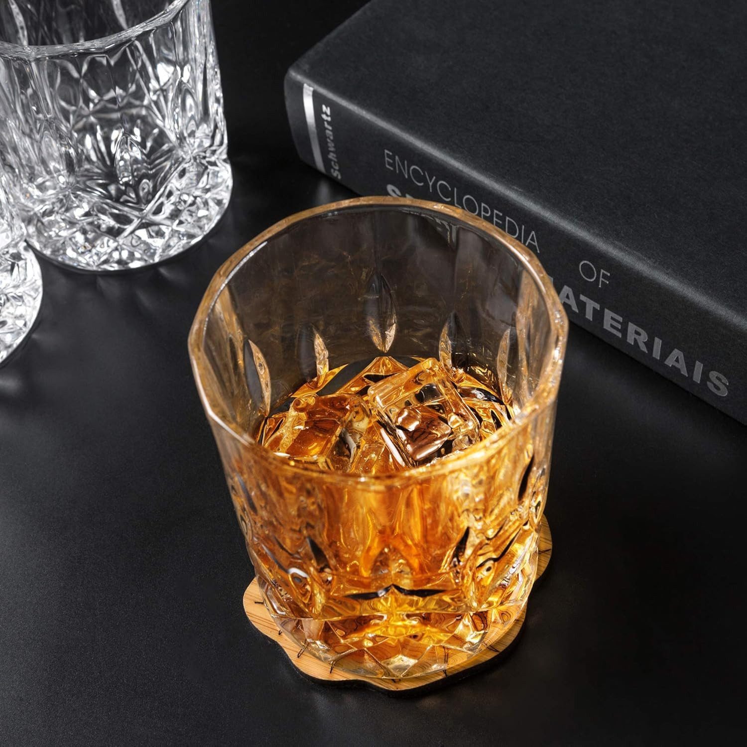FELIXLEO Tumbler-Glas Whiskygläser 10 oz schwerer Boden altmodisches Rum-Wodka-Geschenkset, 2-tlg.