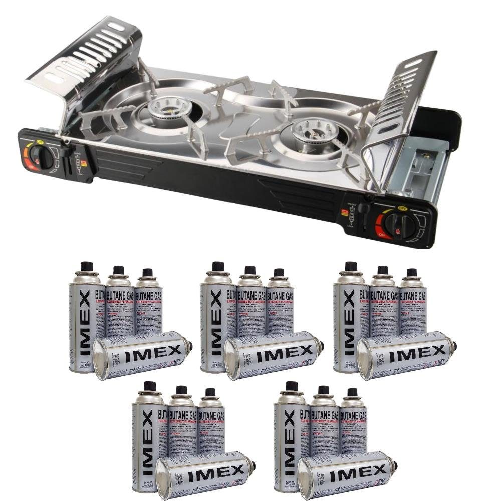 IMEX Messer-Set IMEX BDZ-2x155 Edelstahl 2 Flammiger Outdoor Doppelgaskocher mit 20