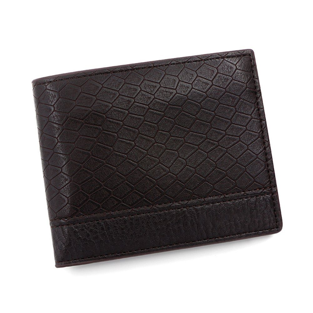 Blusmart Geldbörse Schlangenleder-Muster Portemonnaie, Kurze Geldbörse, Geldbeutel, Brieftasche dark brown