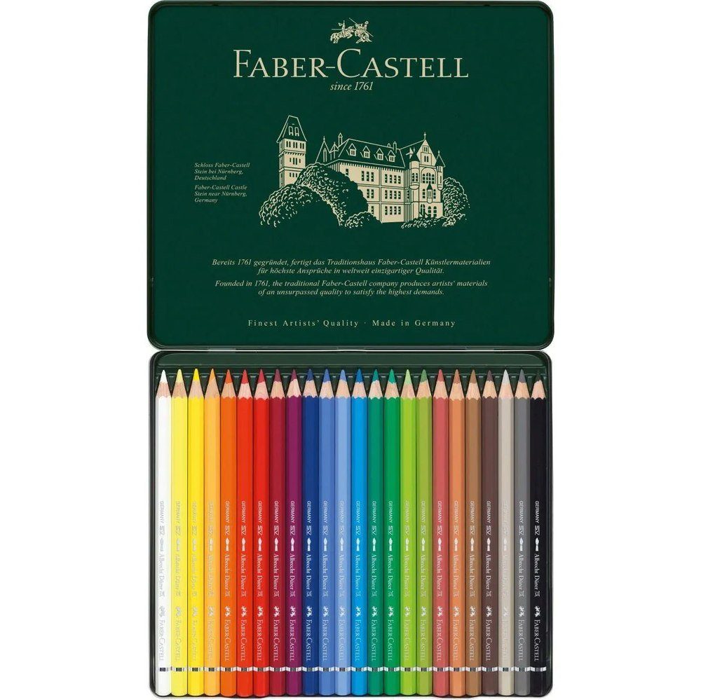 Faber-Castell Buntstift 24 Albrecht Dürer Watercolour Pencils Aquarellstifte Metalletui, (Stifte-Set, 25-tlg), wasservermalbar, Sekuralverleimung