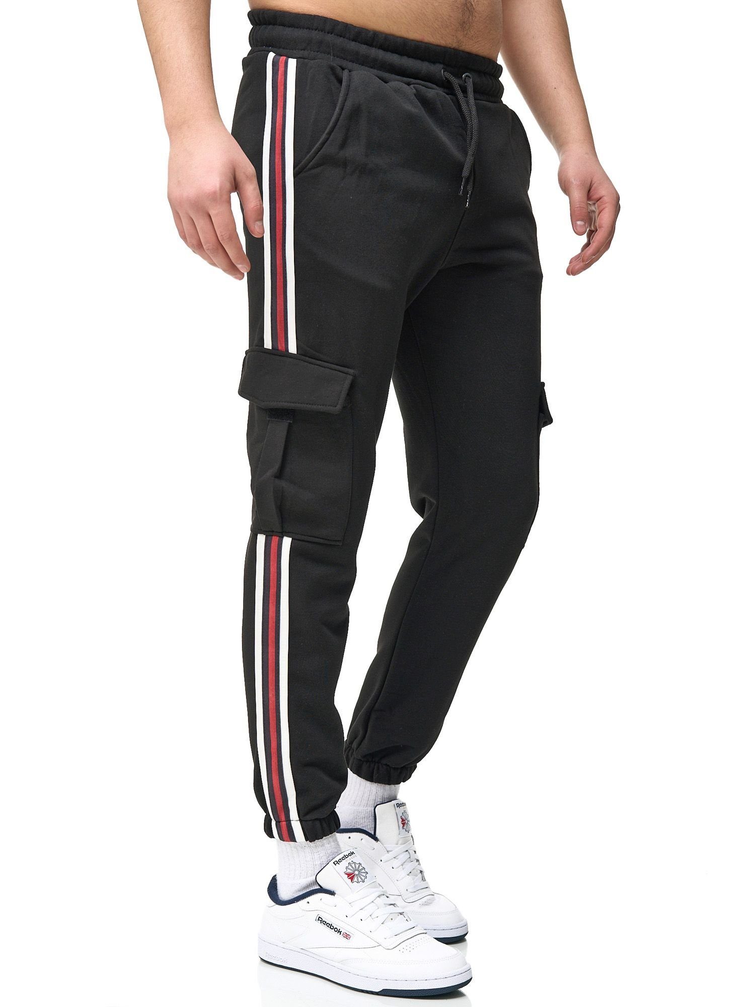 John Kayna Jogginghose Herren Jogginghose Cargo Sweatpants Sport hose Männer Trainingshose (Sporthose Trainingshose Sweatpants, 1-tlg) Fitness Freizeit Casual Schwarz