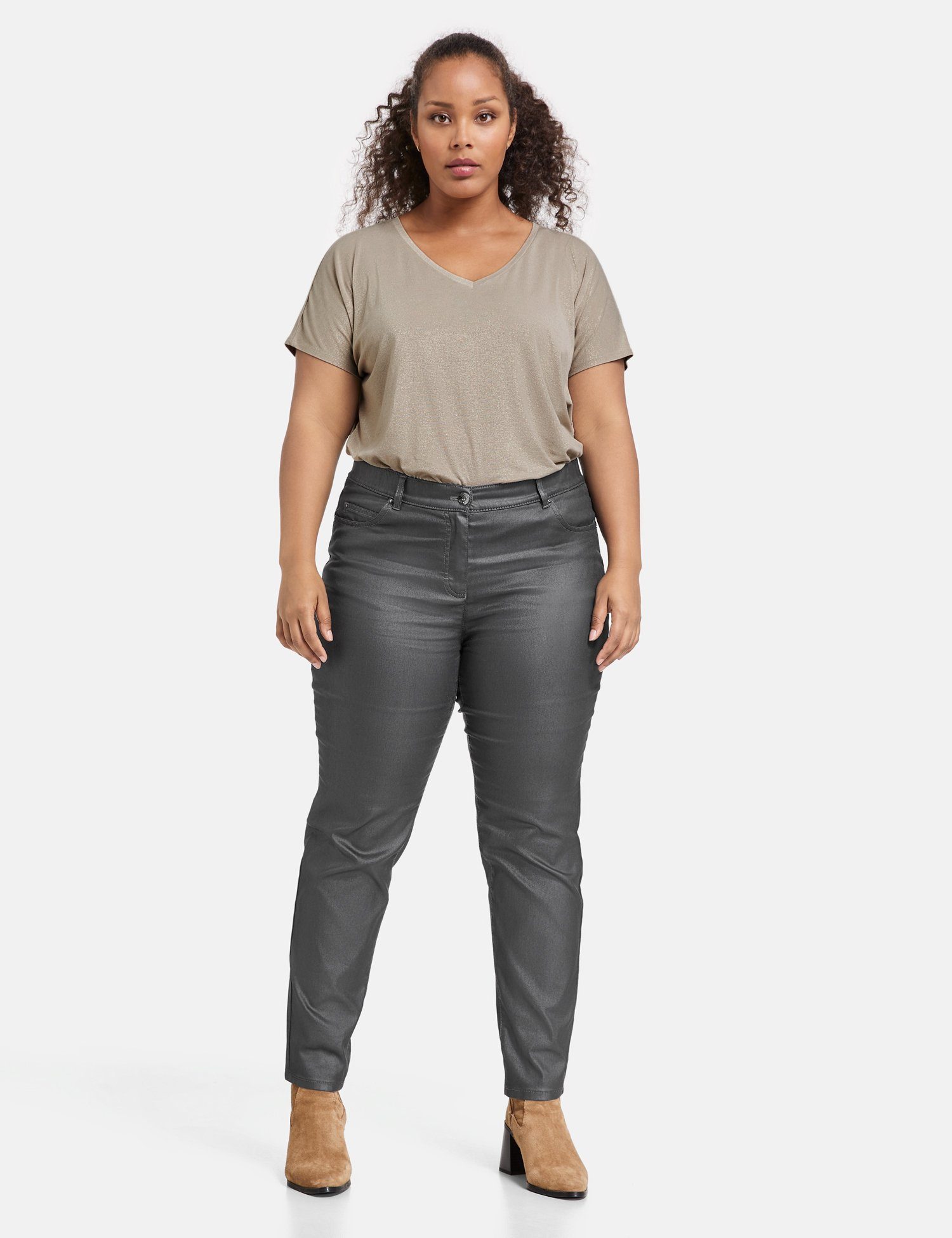 Samoon 5-Pocket Betty Jeans Fein schimmernde Stoffhose