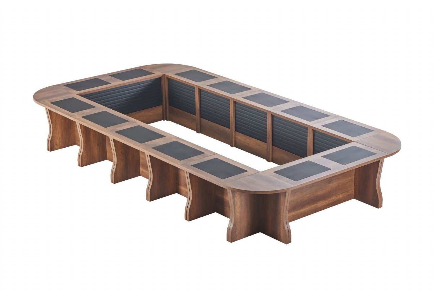 Xlmoebel Konferenztisch Ovaler Brauner Tisch aus Holz für modernes Bürodesign, Made in Europa