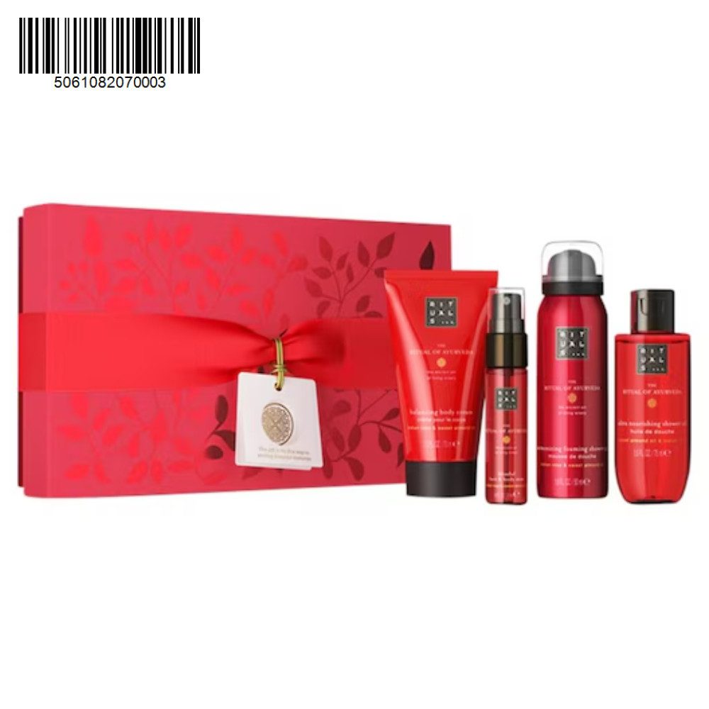Pflege-Geschenkset Ayurveda 4-teiligset: Duschschaum, Duschöl, Haar & Körperspray, Creme